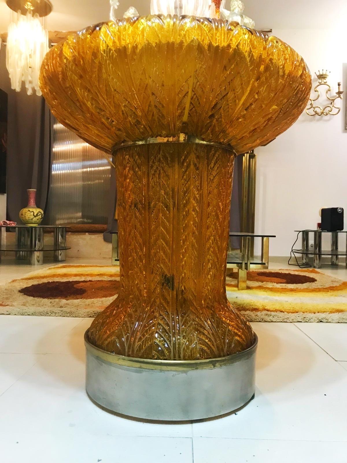 Fontaine en verre de Murano orangé avec Lights et eau unique , italie 1970 en vente 5