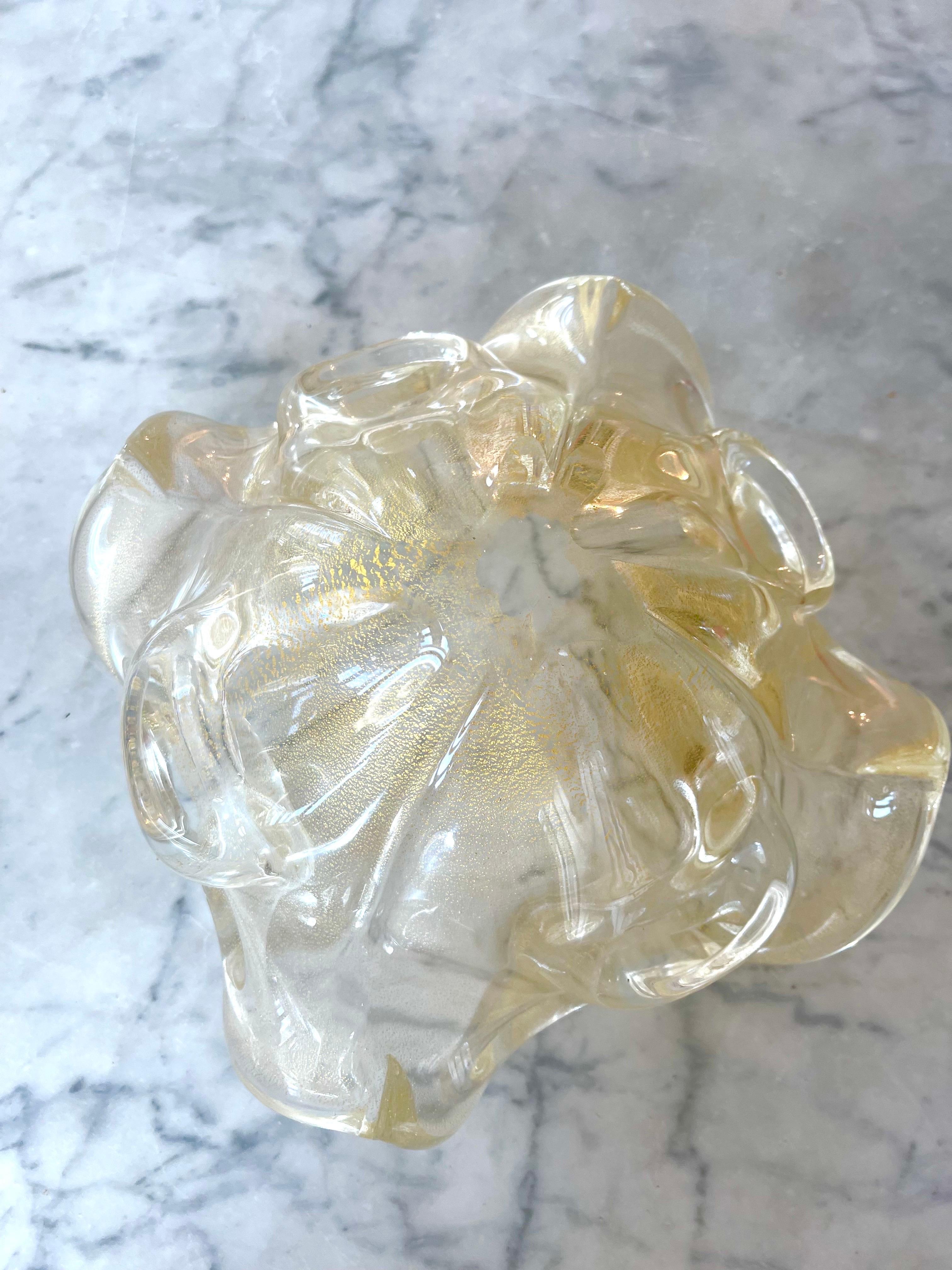 Mesa central de cristal dorado de Murano Barrovier, Italia Años 60 Italiano en venta