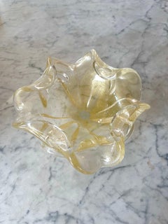 Table centrale en verre doré de Murano Barrovier, Italie années 1960