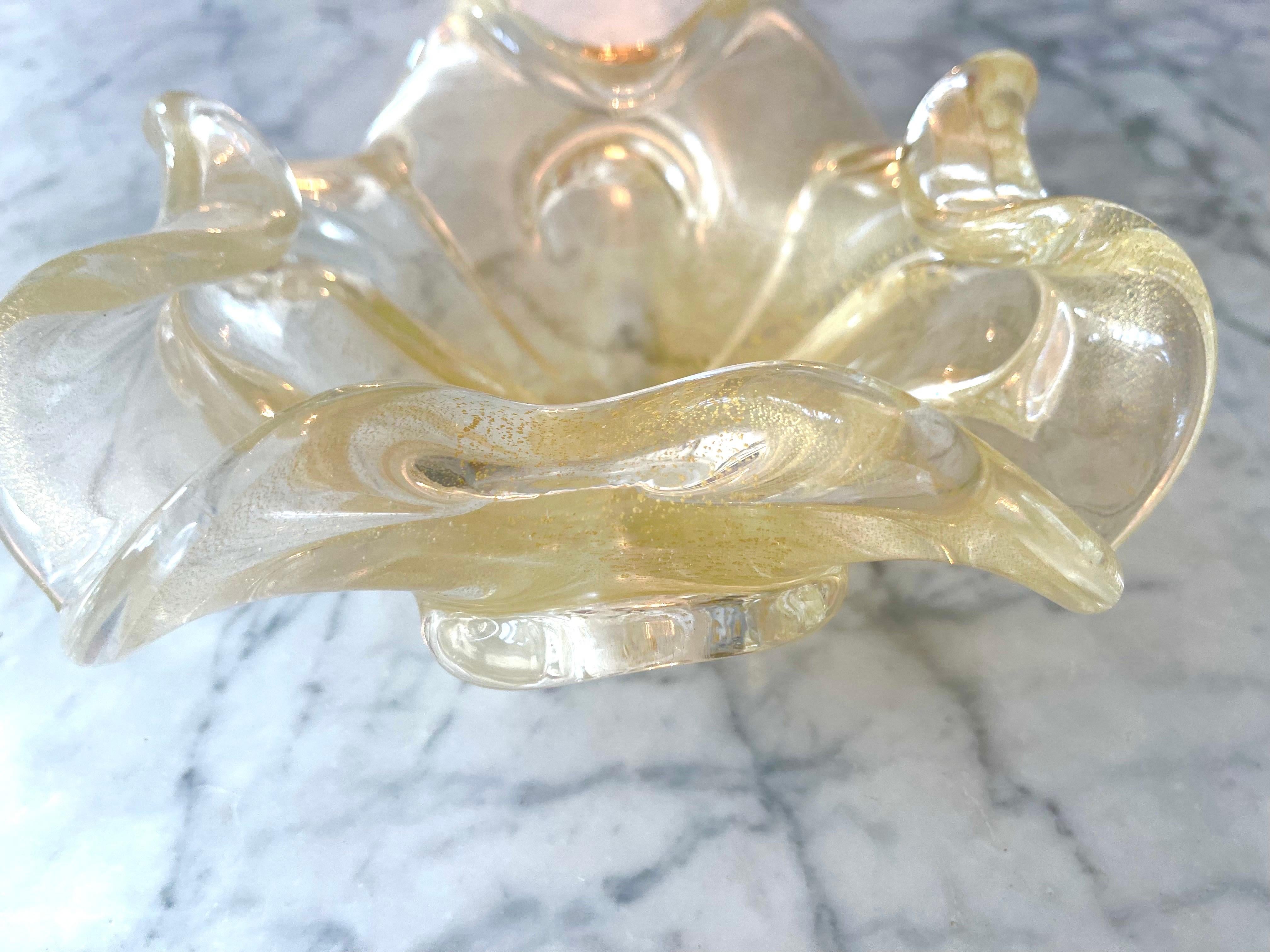 Mesa central de cristal dorado de Murano Barrovier, Italia Años 60 mediados del siglo XX en venta