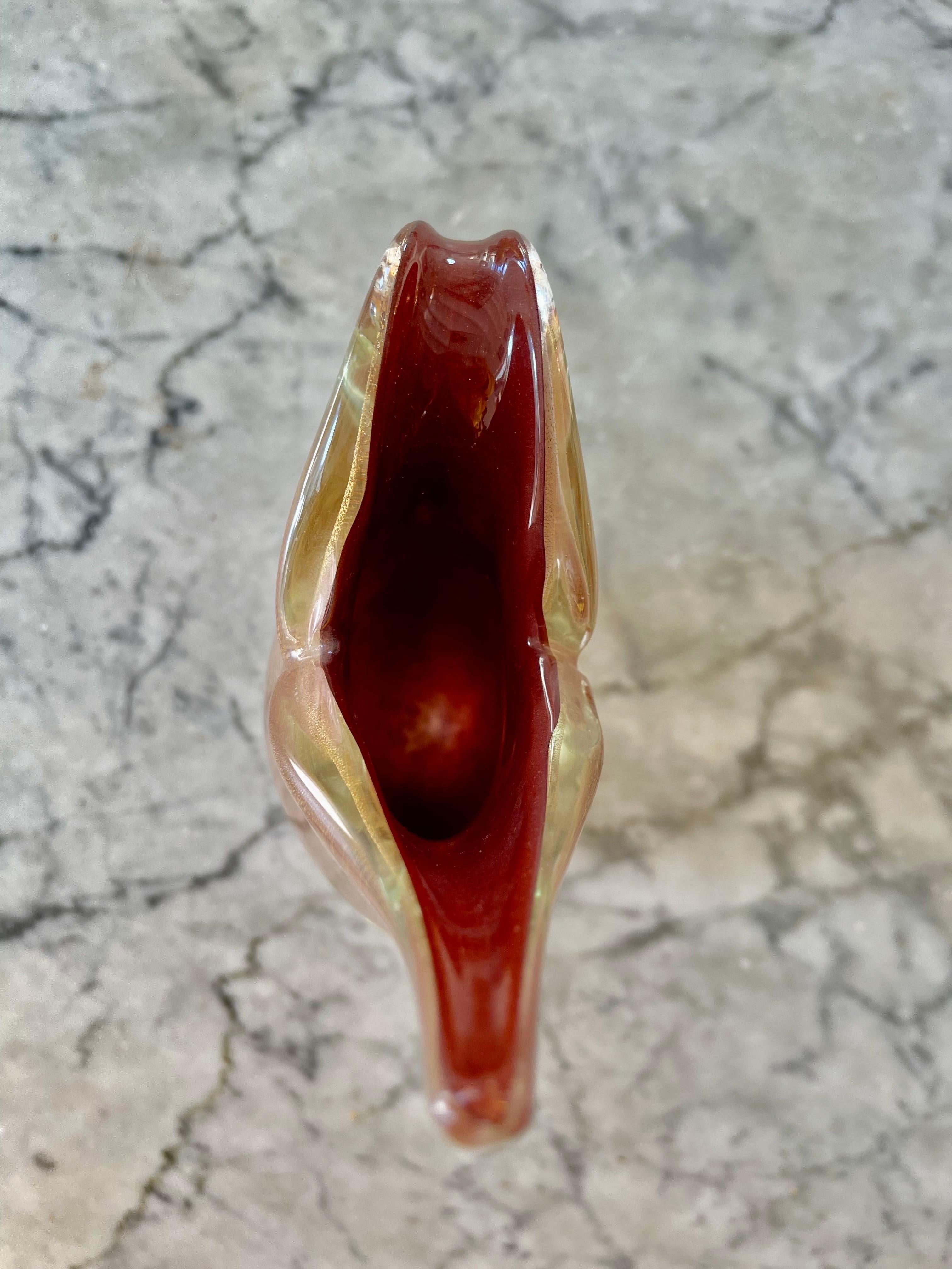 Flavio Poli seguso gold incrustation Sommerso Murano art glass , Italy 1970s For Sale 1