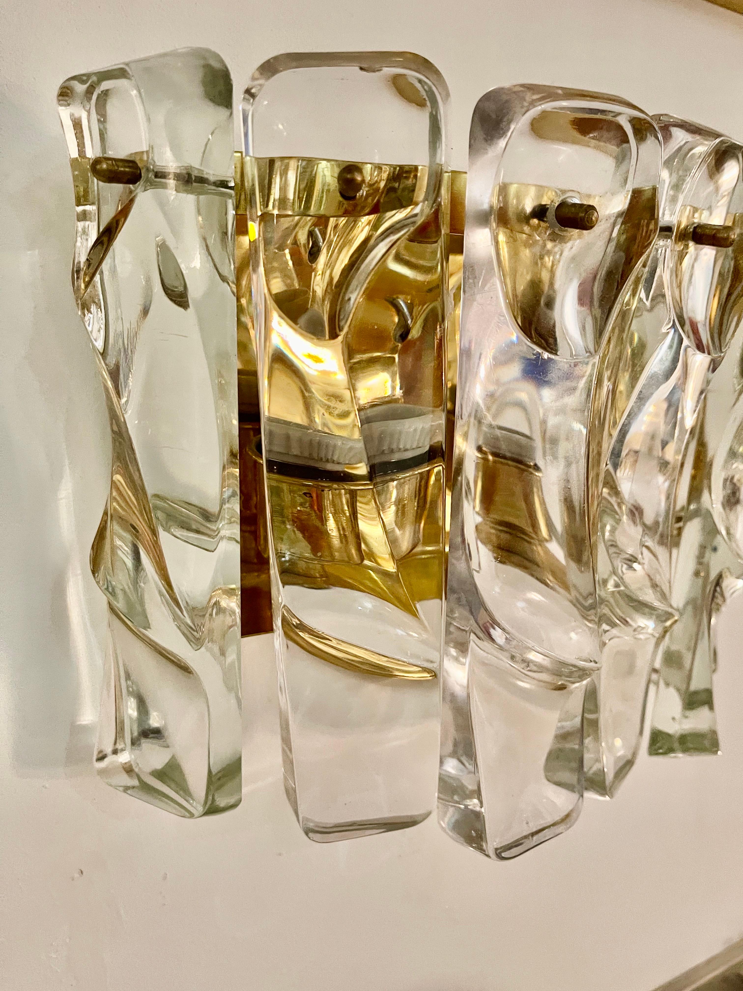 Autrichien Applique Kalmar en verre dépoli de glace, Autriche 1970 en vente