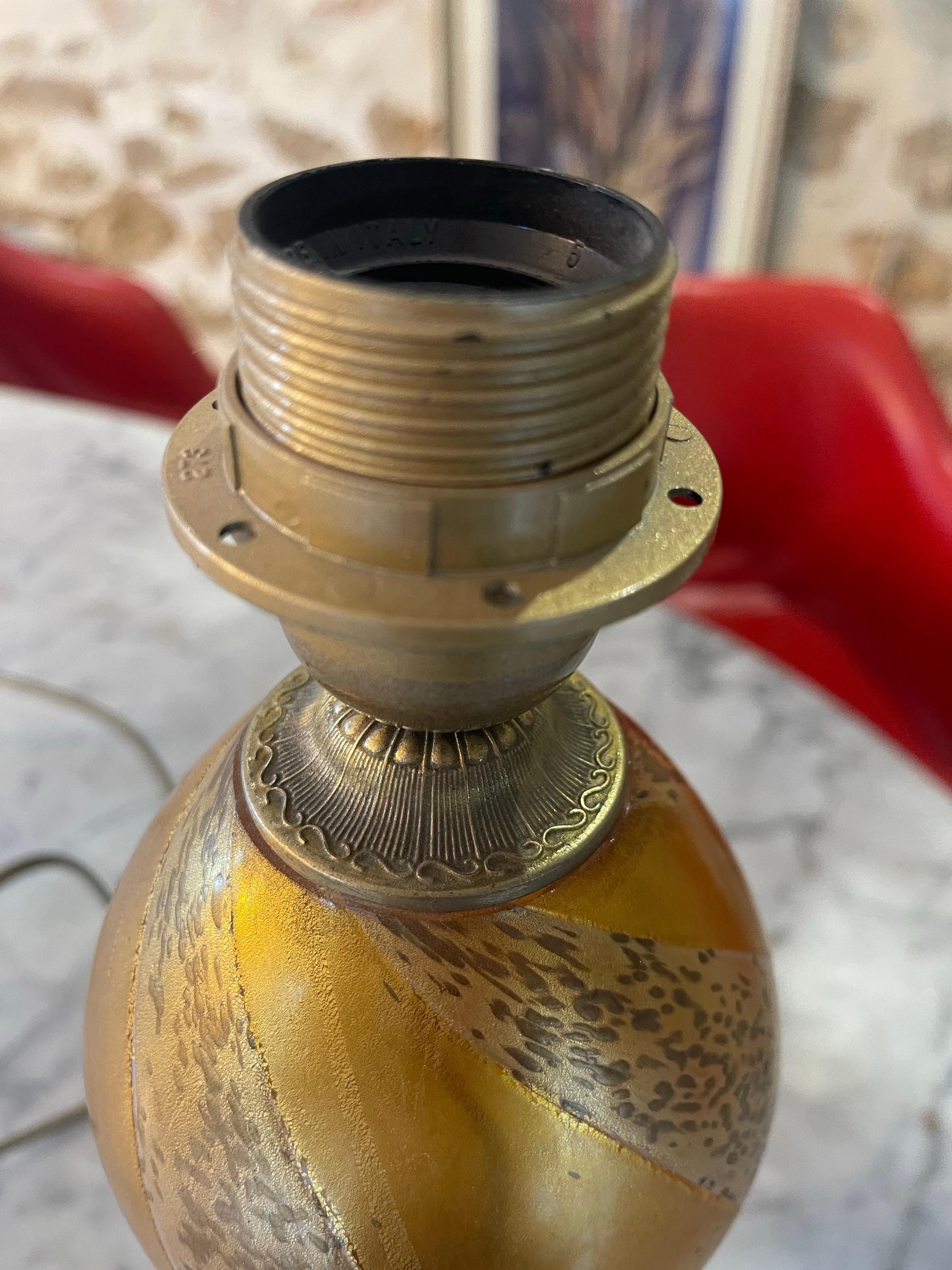Seguso by Flavio Poli gold pair of Lamp Murano, Italy 1960s In Good Condition In La xara, VC