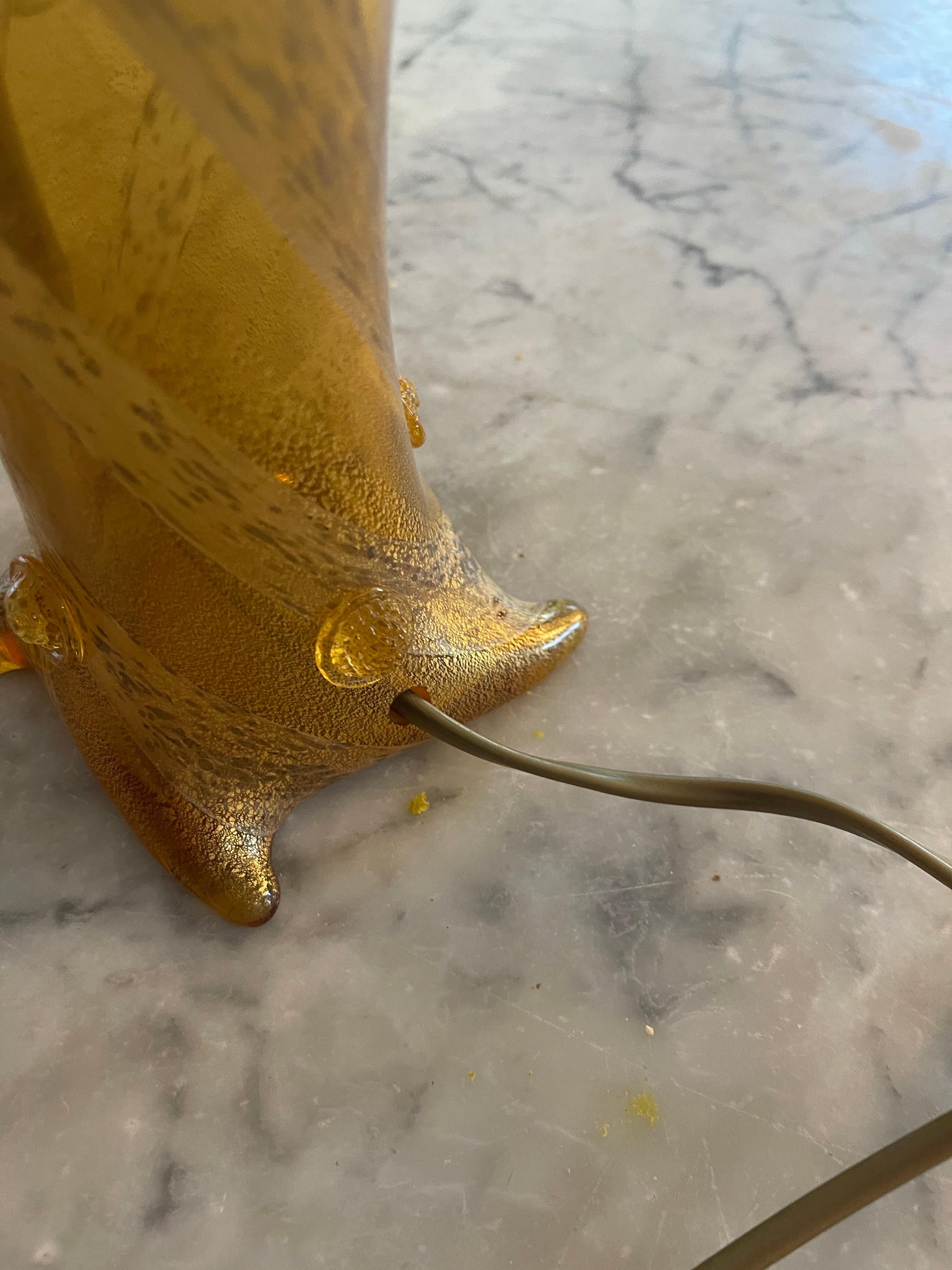 Art Glass Seguso by Flavio Poli gold pair of Lamp Murano, Italy 1960s