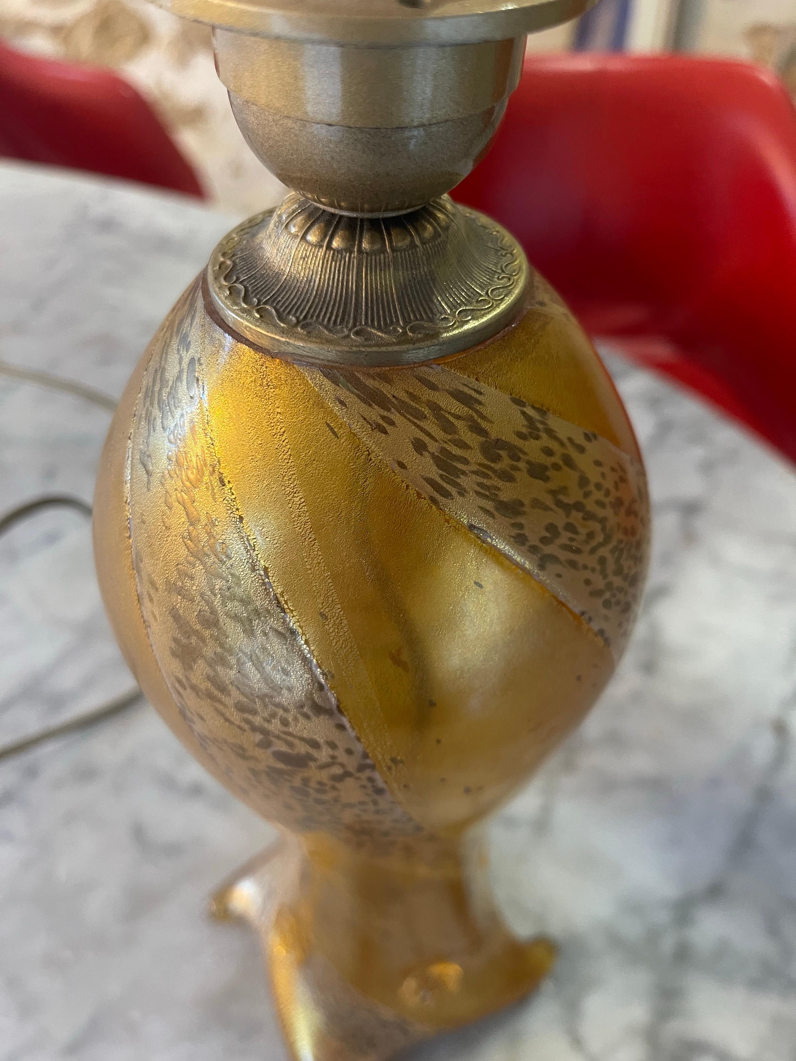 Seguso by Flavio Poli gold pair of Lamp Murano, Italy 1960s 1