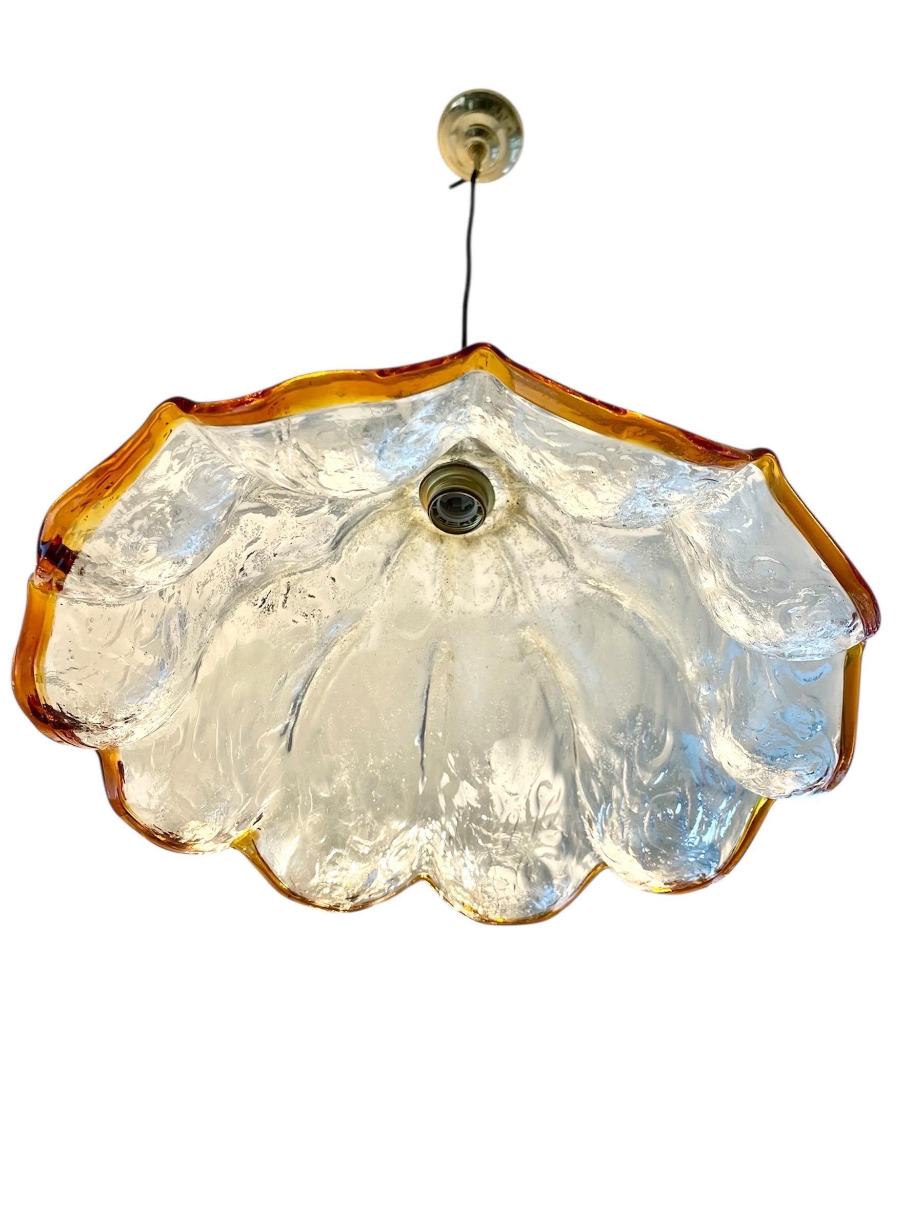 Mid-Century Modern Mazzega Pendant with Glass Murano Bicolore  XXL , Italy, 1970 For Sale