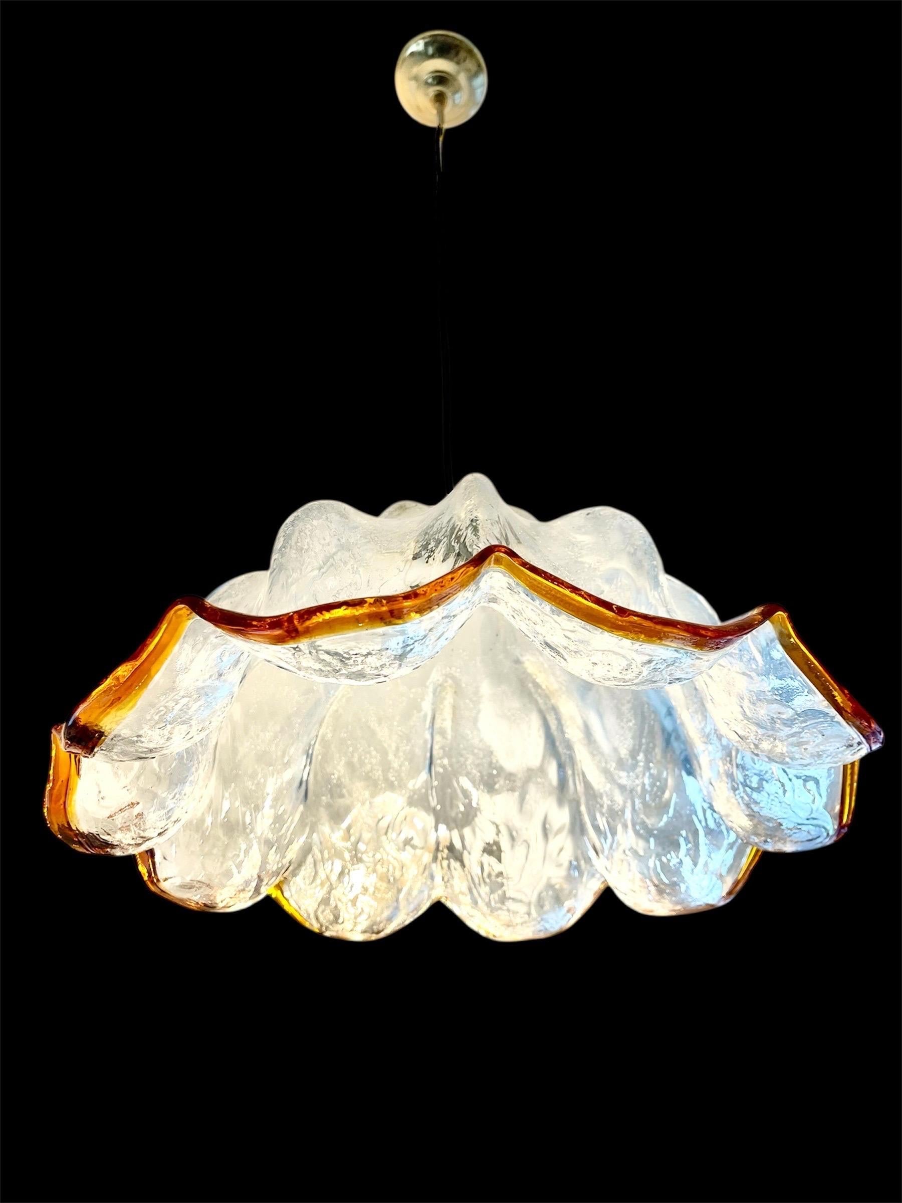 Italian Mazzega Pendant with Glass Murano Bicolore  XXL , Italy, 1970 For Sale