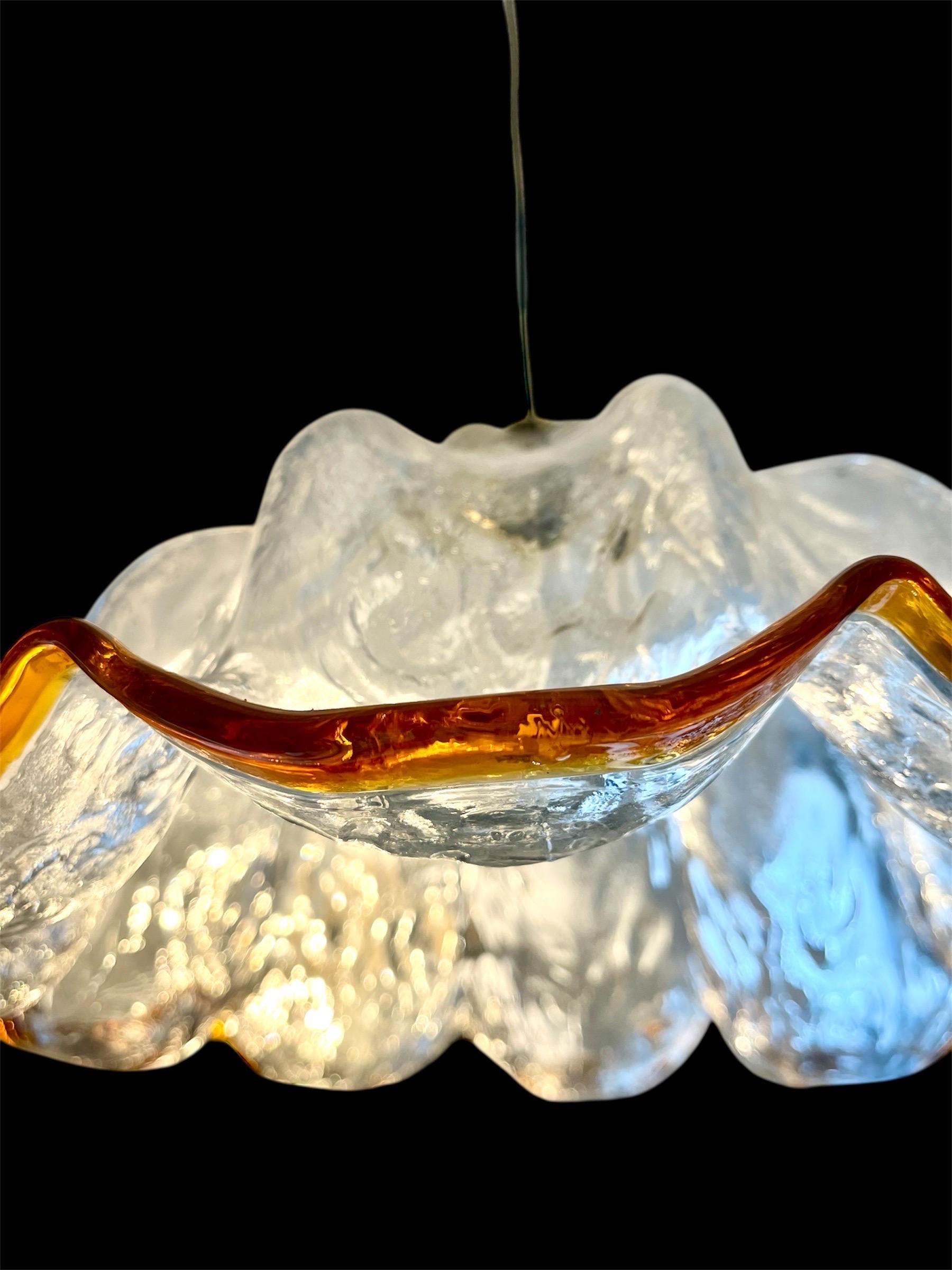 Late 20th Century Mazzega Pendant with Glass Murano Bicolore  XXL , Italy, 1970 For Sale