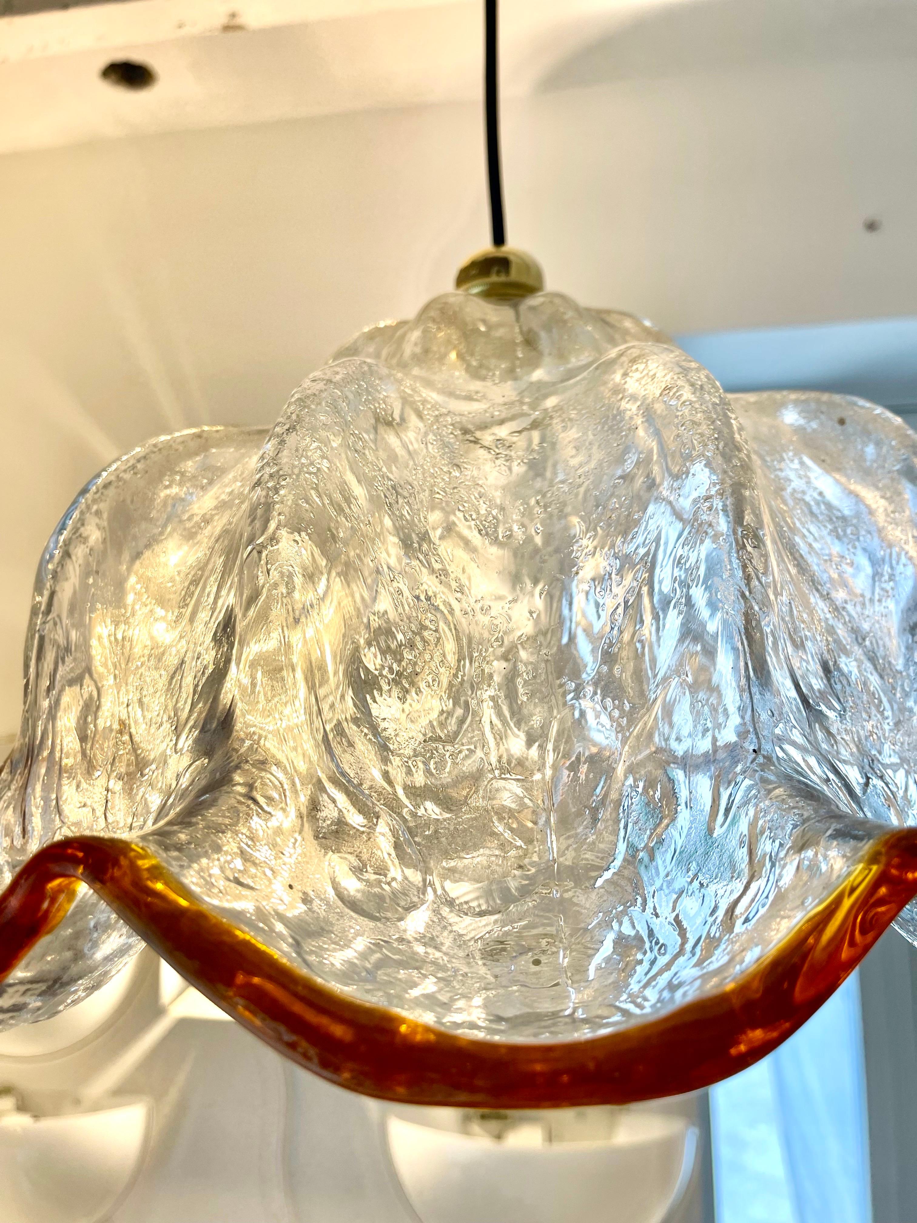 Mazzega Pendant with Glass Murano Bicolore  XXL , Italy, 1970 For Sale 1