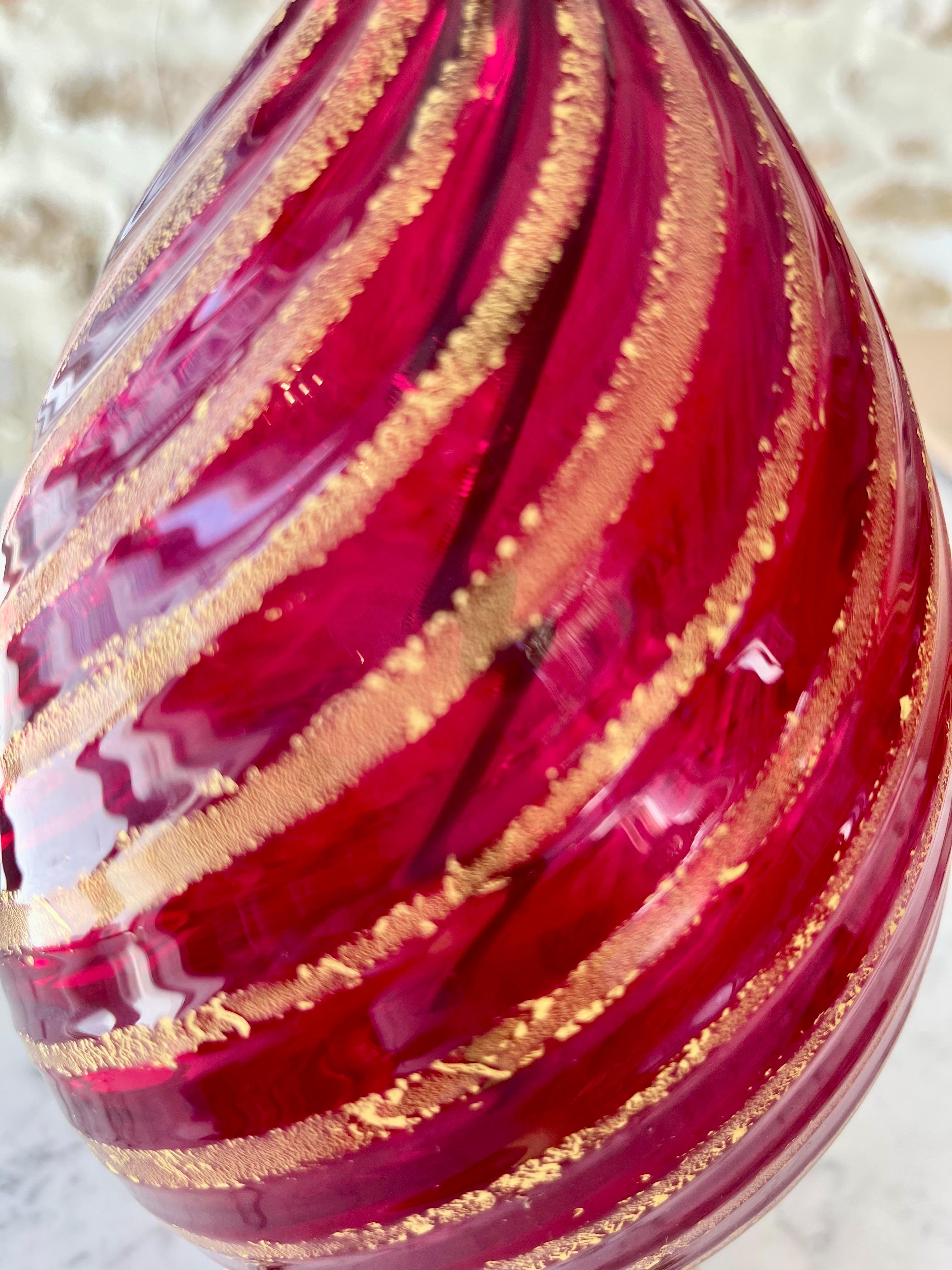 Chic Glass murano rubis red Rigadin Murano Glass , Italie 1960 In Good Condition For Sale In La xara, VC