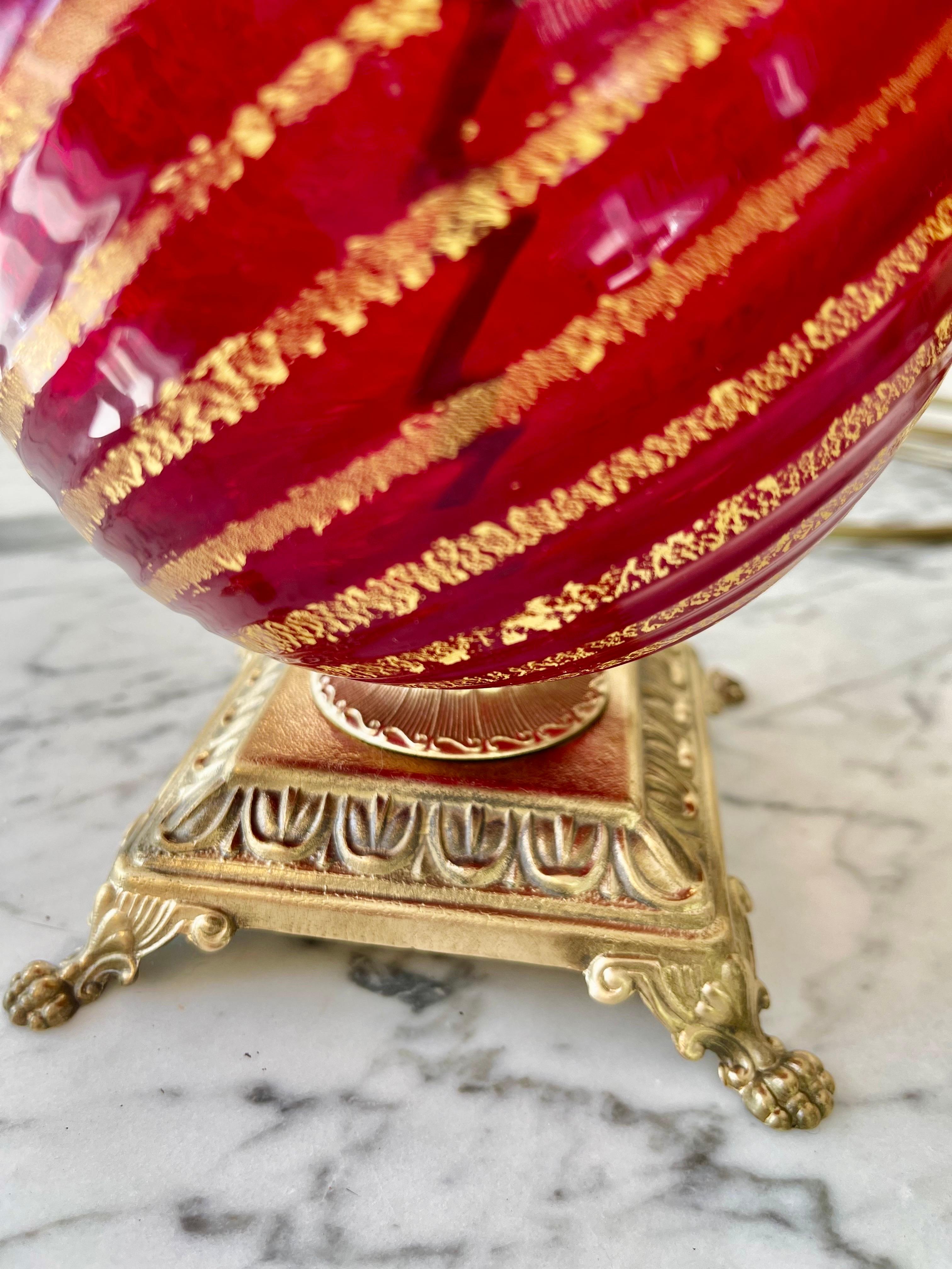 Italian Chic Glass murano rubis red Rigadin Murano Glass , Italie 1960 For Sale
