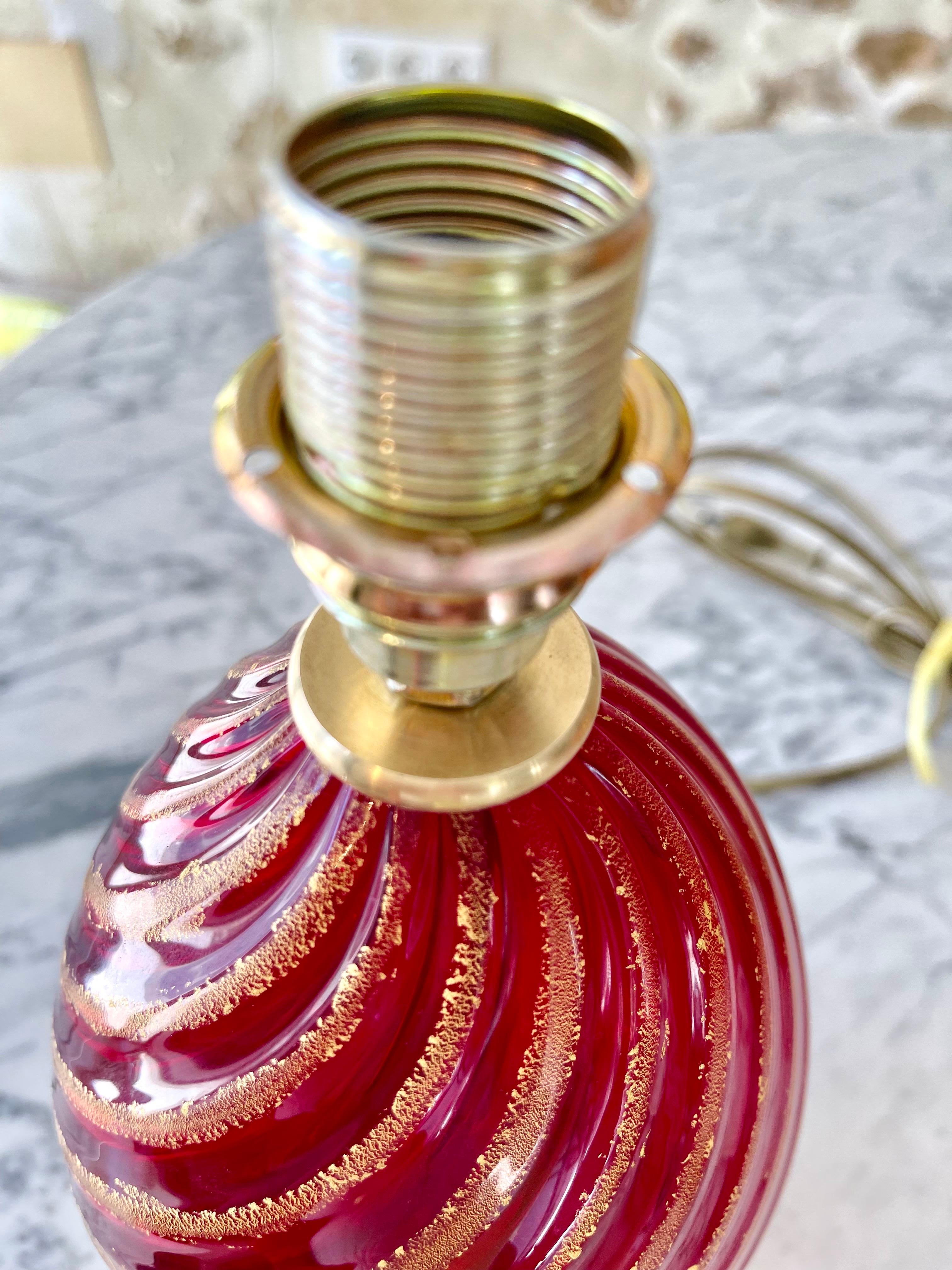 Mid-20th Century Chic Glass murano rubis red Rigadin Murano Glass , Italie 1960 For Sale