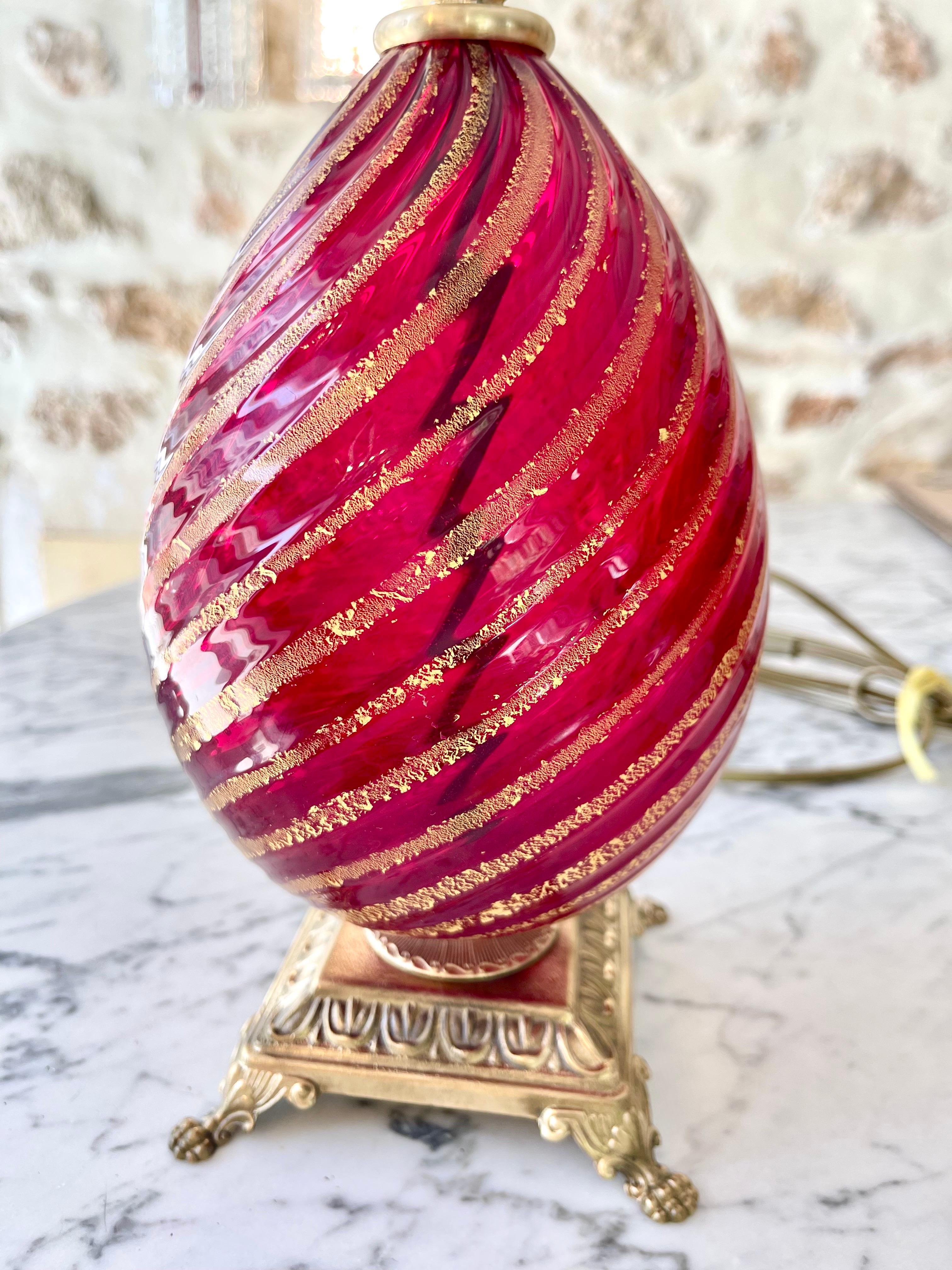 Chic Glass murano rubis red Rigadin Murano Glass , Italie 1960 For Sale 1
