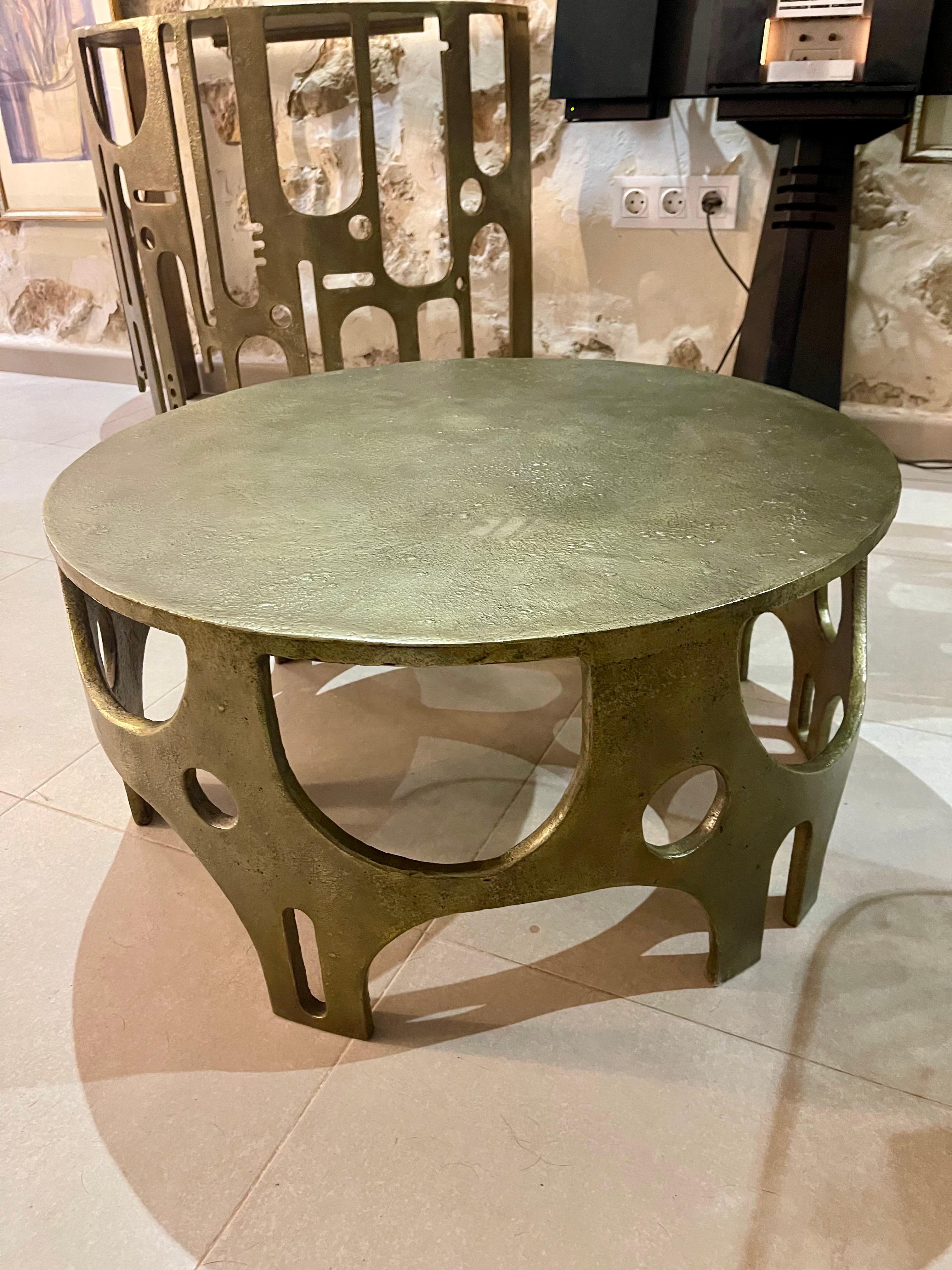 VLAB Brutalist coffee Table with Bronze finish limited Edition , 2008 For Sale 2