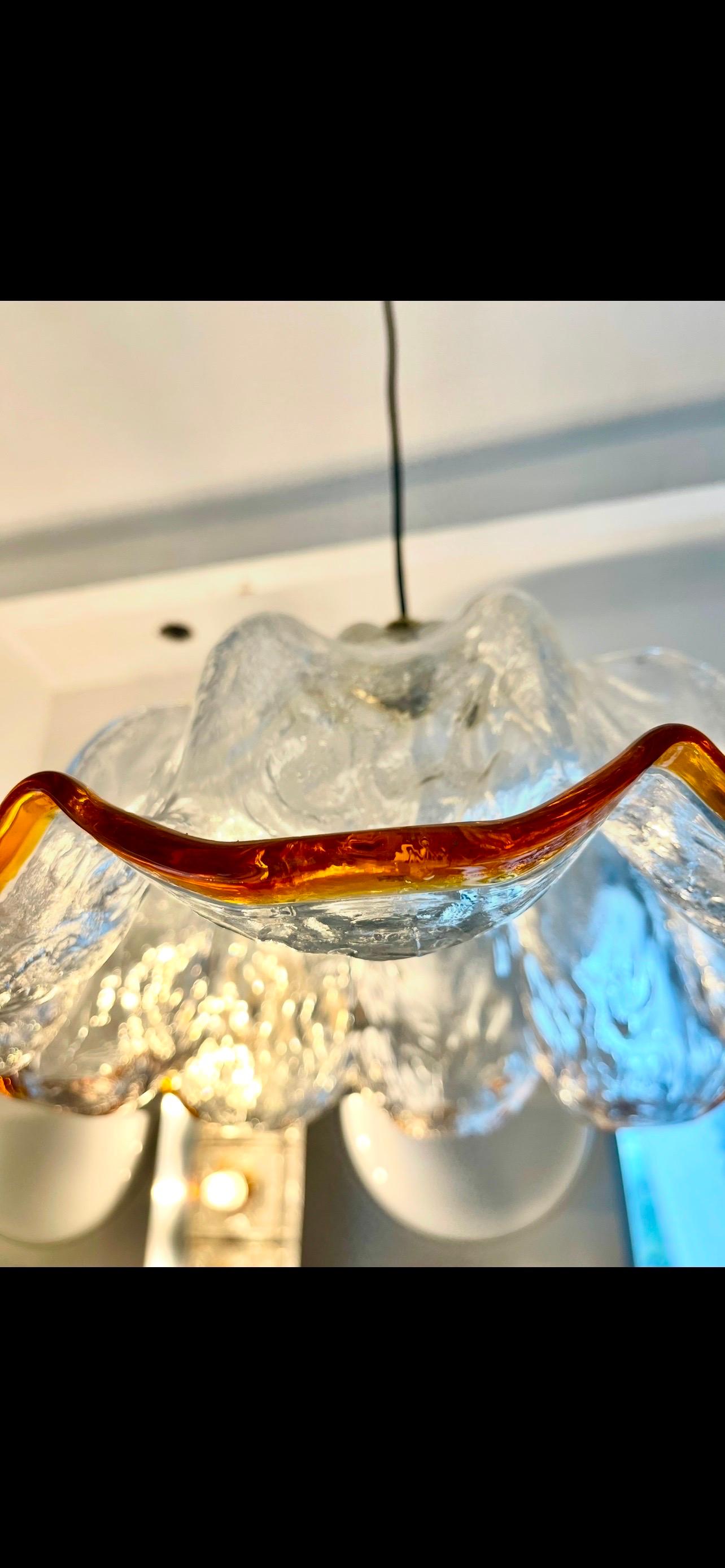 Murano Glass Mazzega Pendant with Glass Murano Bicolore  XXL , Italy, 1970 For Sale