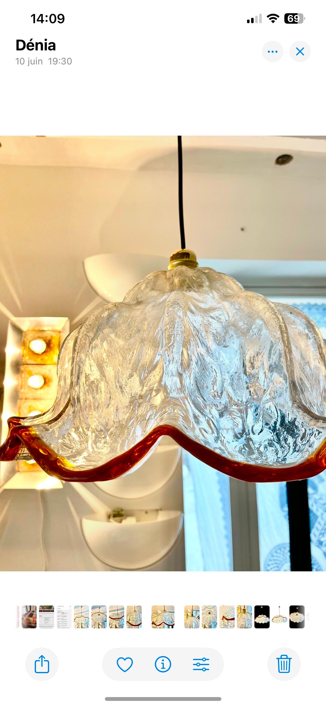 Mazzega Pendant with Glass Murano Bicolore  XXL , Italy, 1970 For Sale 2