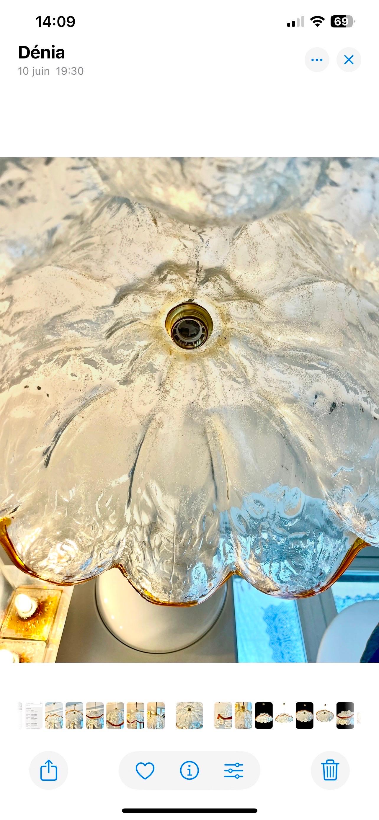 Mazzega Pendant with Glass Murano Bicolore  XXL , Italy, 1970 For Sale 3