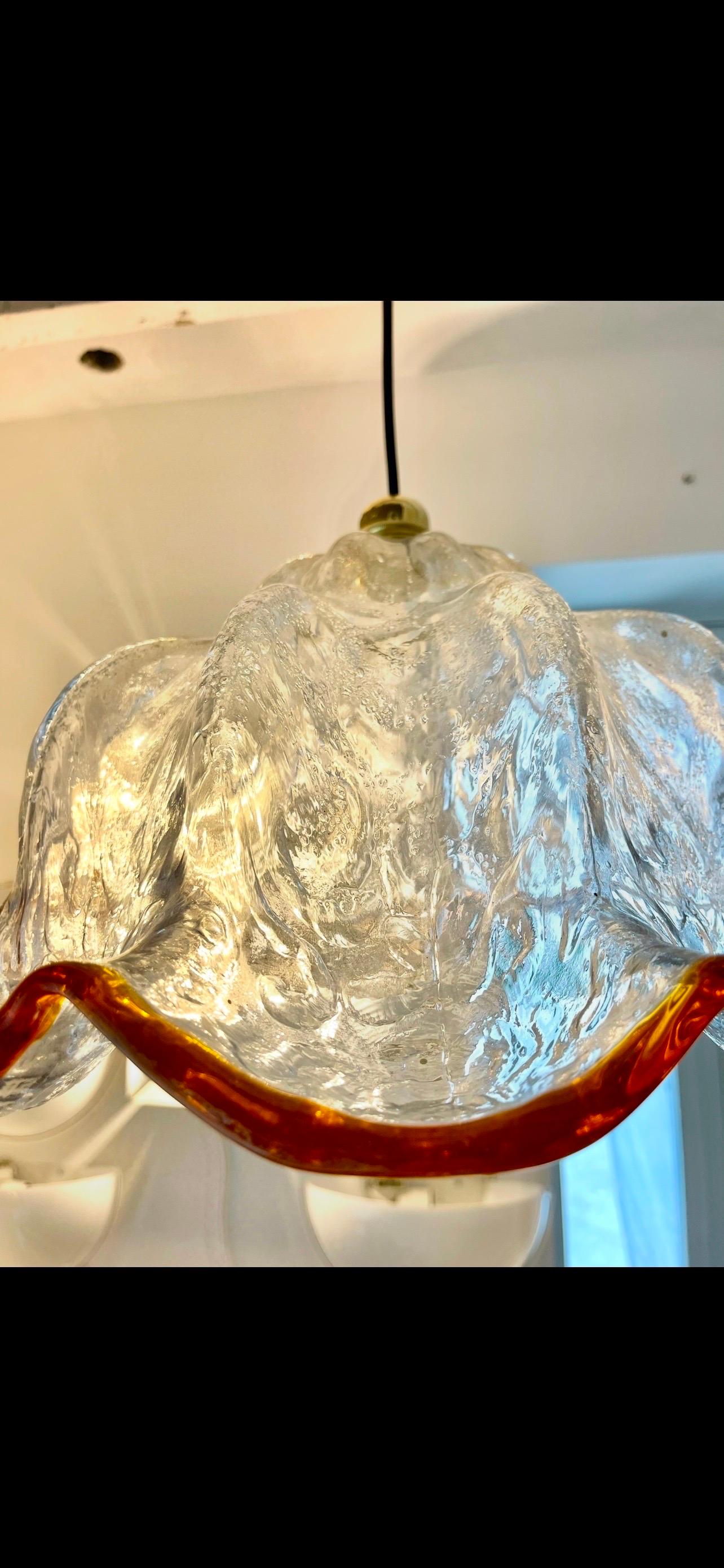 Mazzega Pendant with Glass Murano Bicolore  XXL , Italy, 1970 For Sale 4
