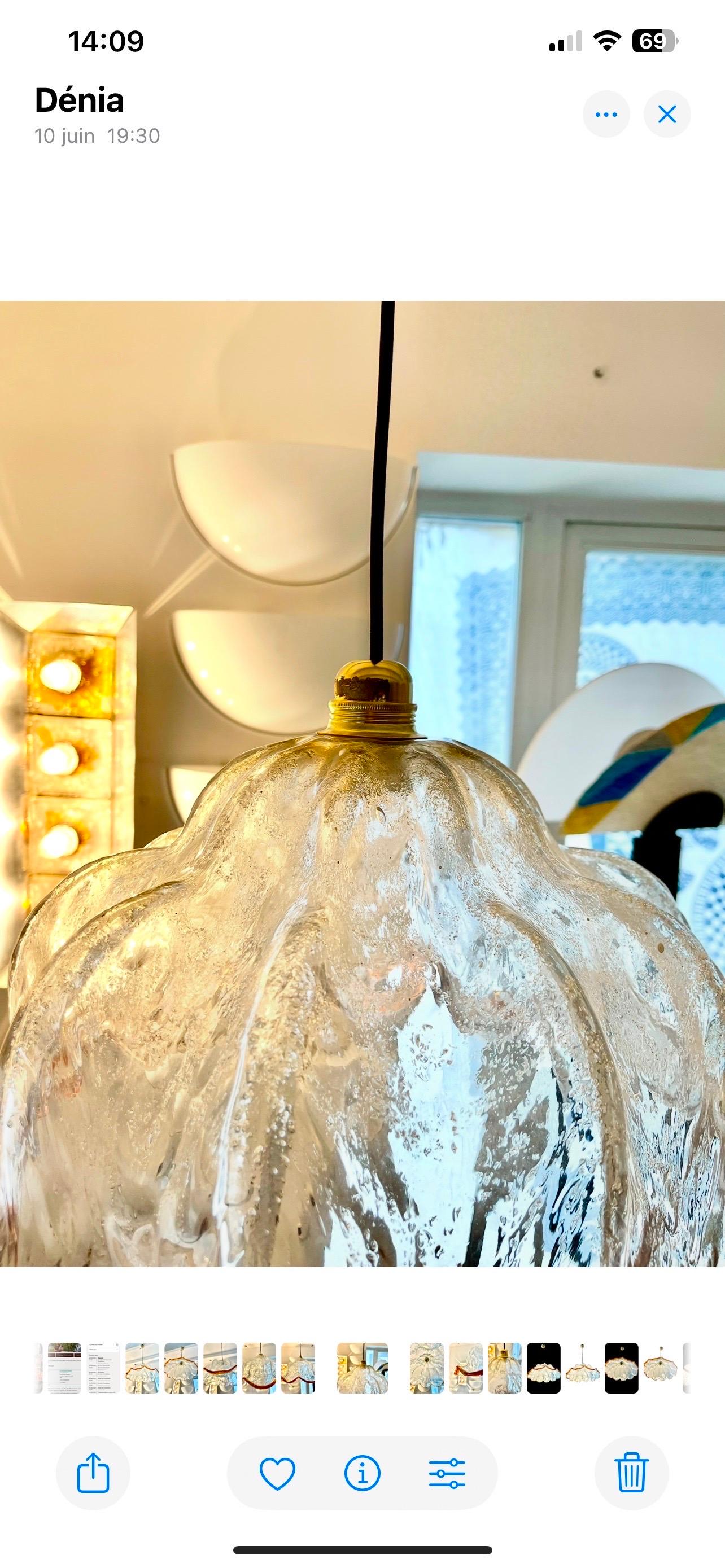Mazzega Pendant with Glass Murano Bicolore  XXL , Italy, 1970 For Sale 5