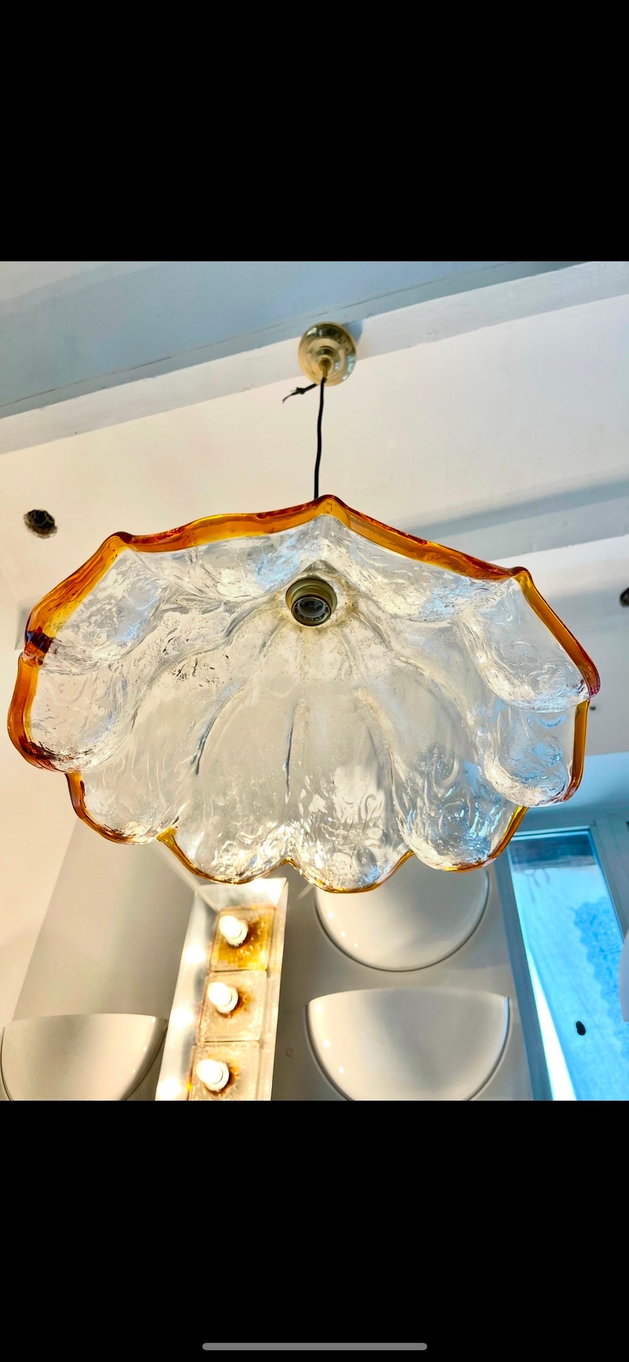 Mazzega Pendant with Glass Murano Bicolore  XXL , Italy, 1970 For Sale 6
