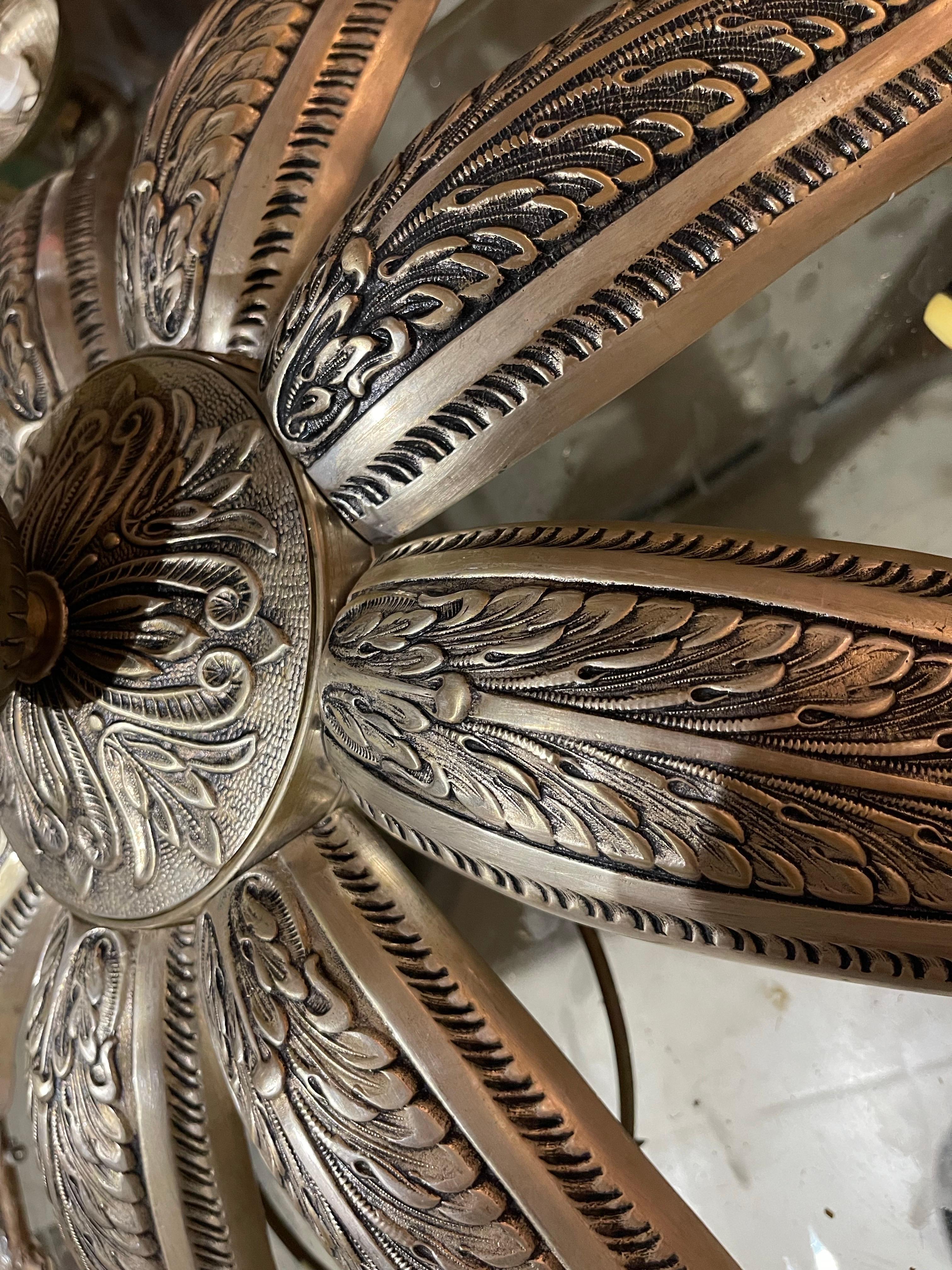 Montatura da incasso art déco francese in bronzo e vetro opalino, Francia 1935 in vendita 1