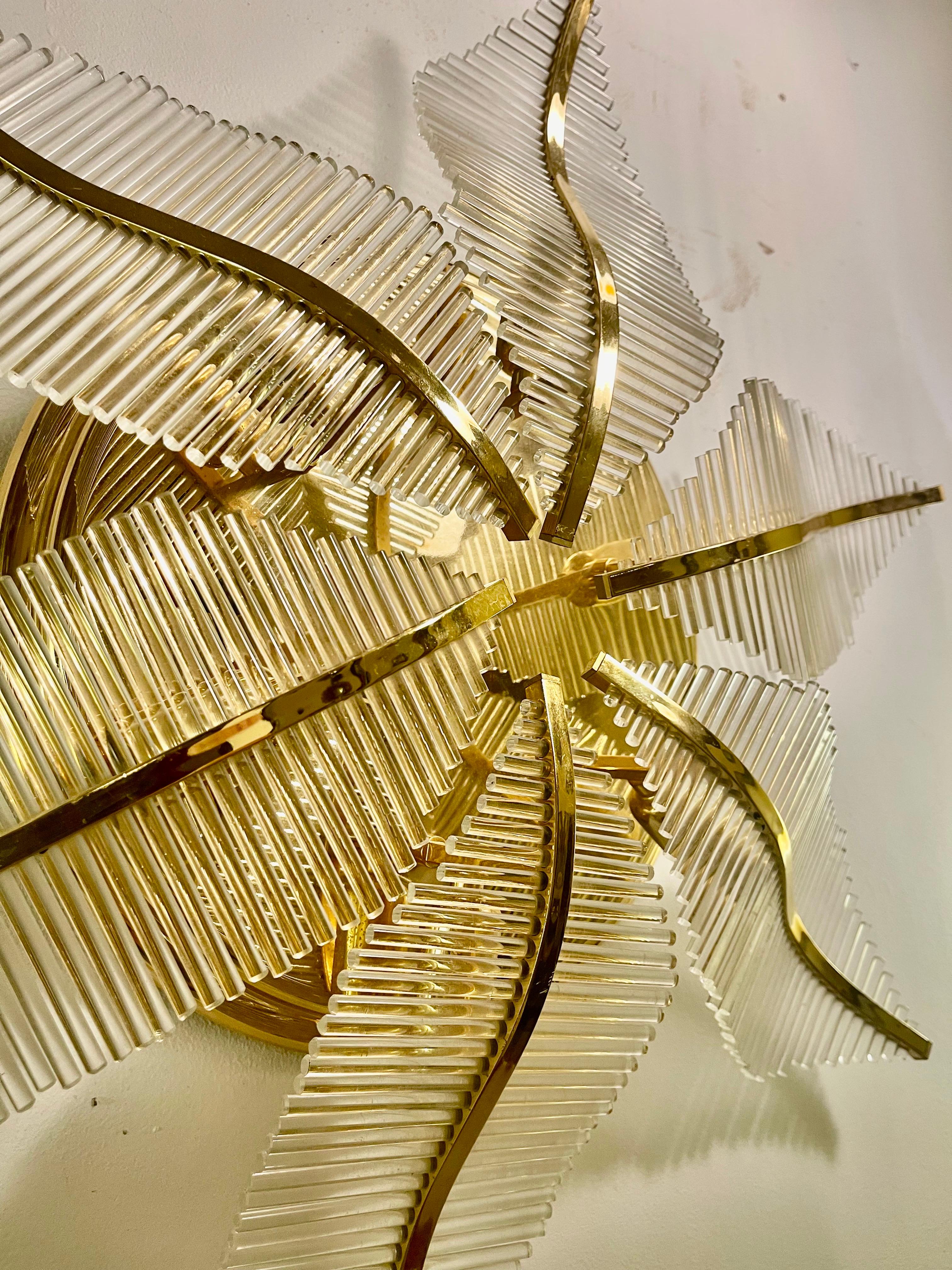 Fin du 20e siècle Maison scoliari PALM luminaire mural en verre murano , italie années 1970 en vente