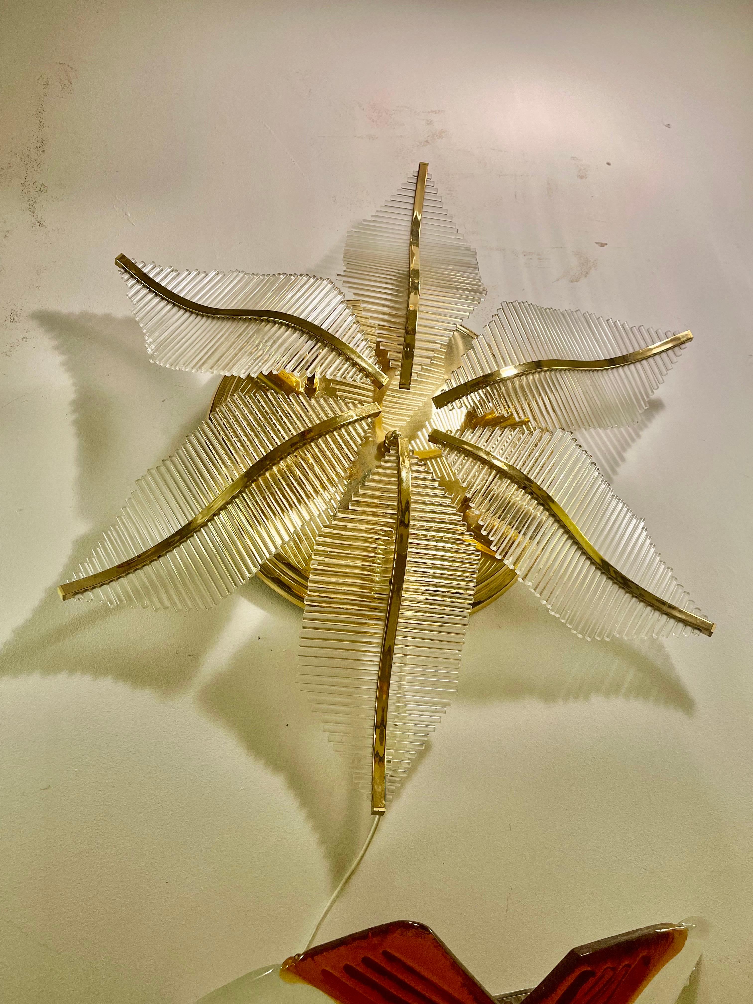 Maison scoliari PALM luminaire mural en verre murano , italie années 1970 en vente 1