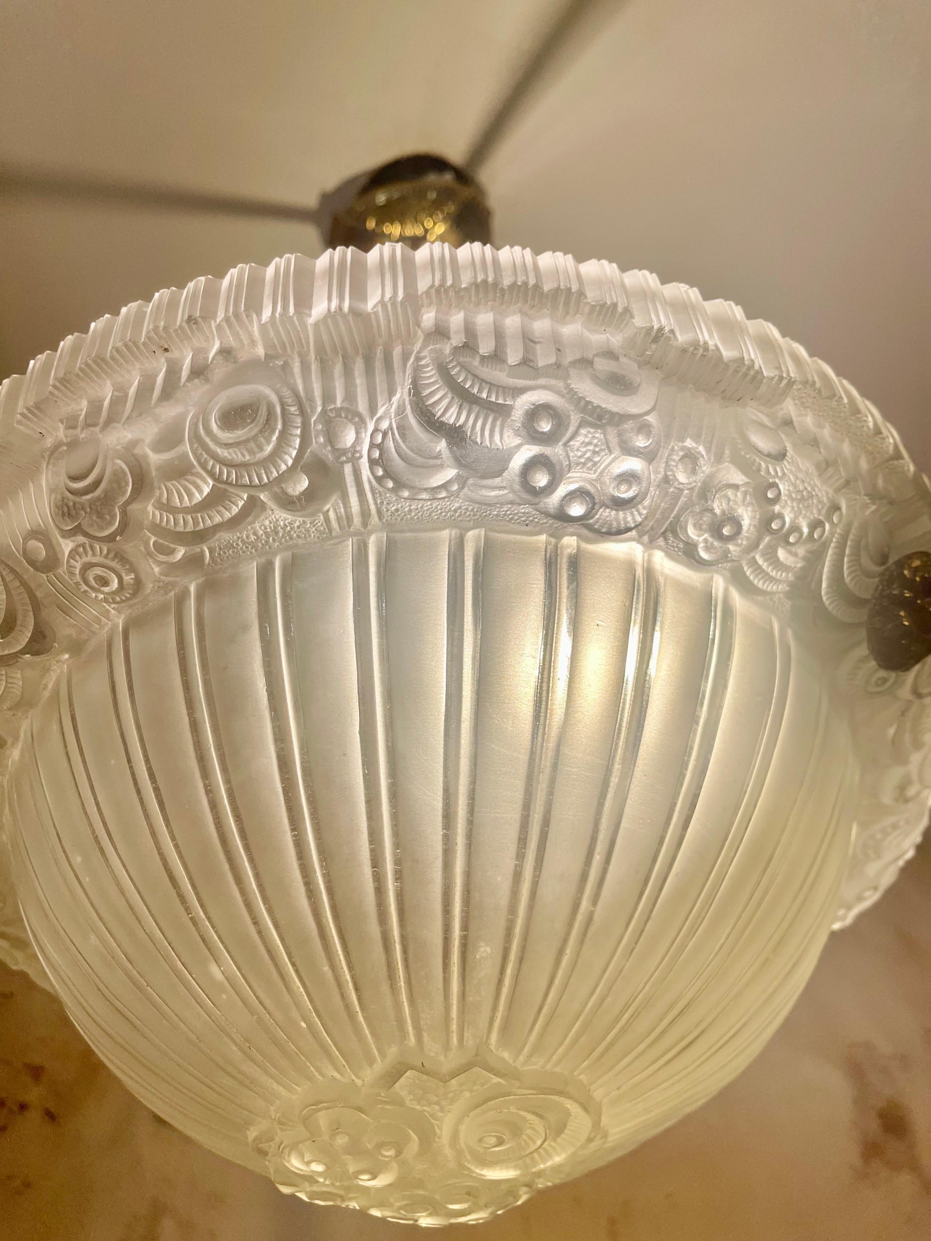 Georges Leleu Bronze-Kronleuchter original, französisch 1930 (Französisch) im Angebot