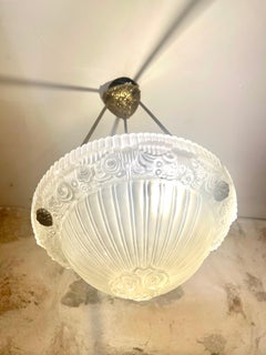 Georges Leleu bronze chandelier Sign original, french 1930