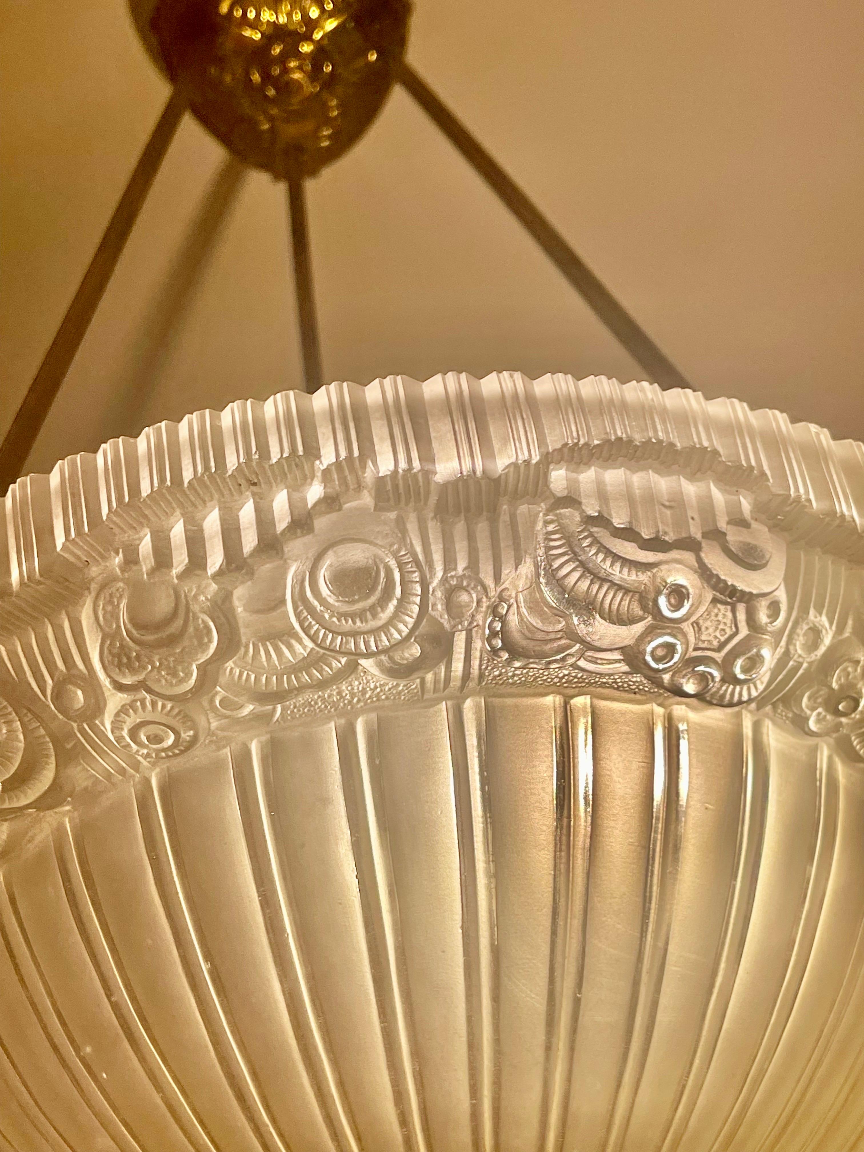 Georges Leleu Bronze-Kronleuchter original, französisch 1930 im Angebot 3