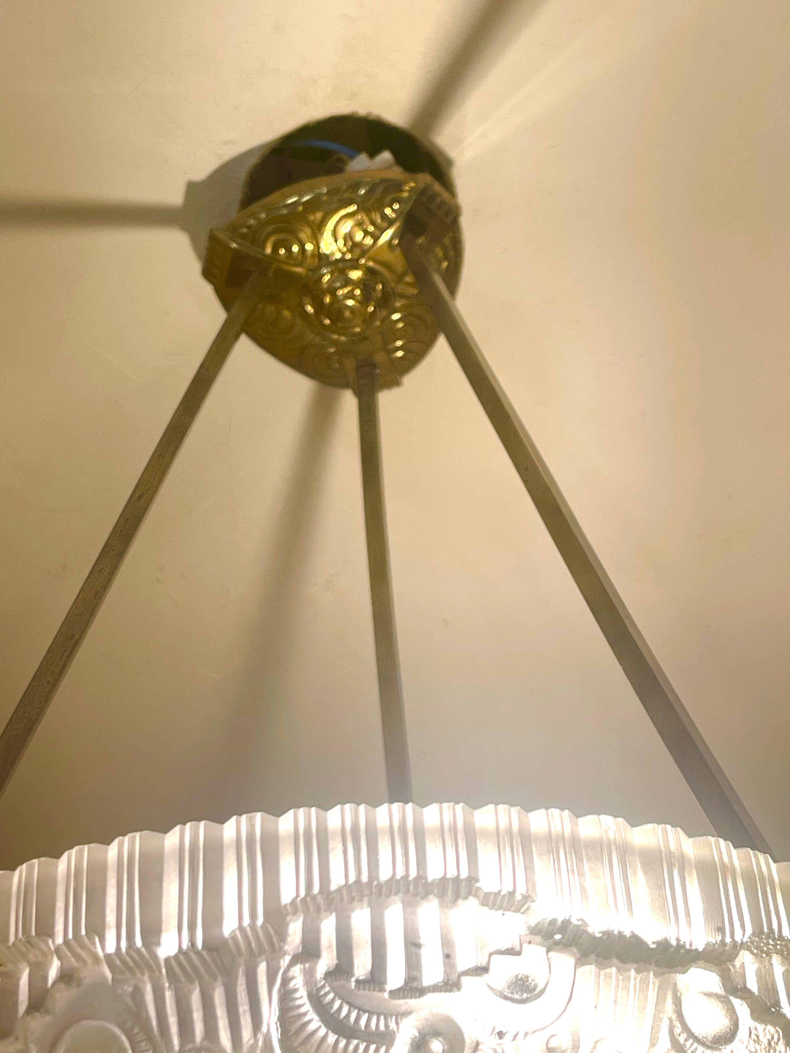 Georges Leleu Bronze-Kronleuchter original, französisch 1930 im Angebot 4