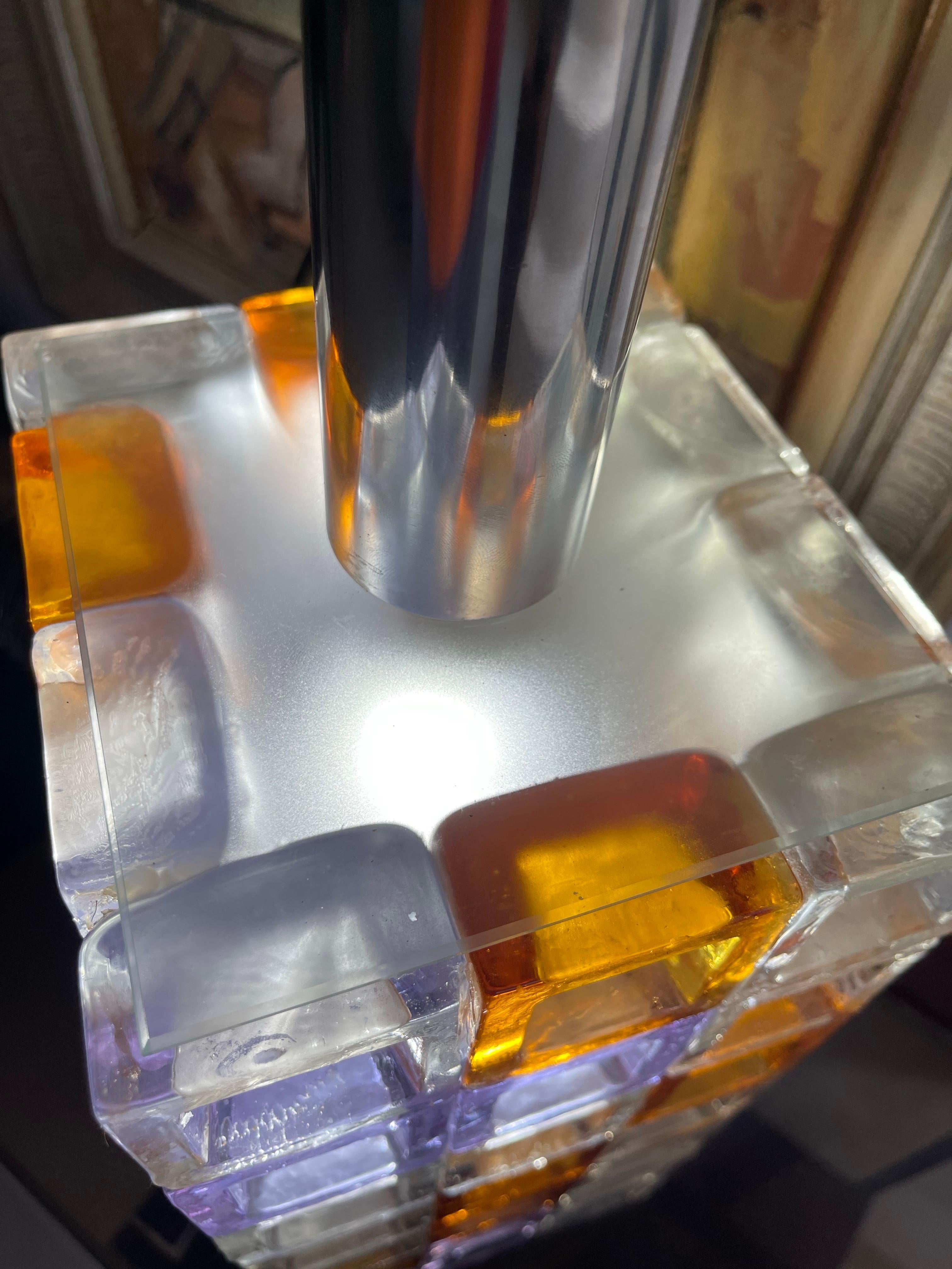 Albano Poli by Poliarte Tischlampe Glas Murano 5 Glühbirnen, Italien, 1970 (Muranoglas) im Angebot