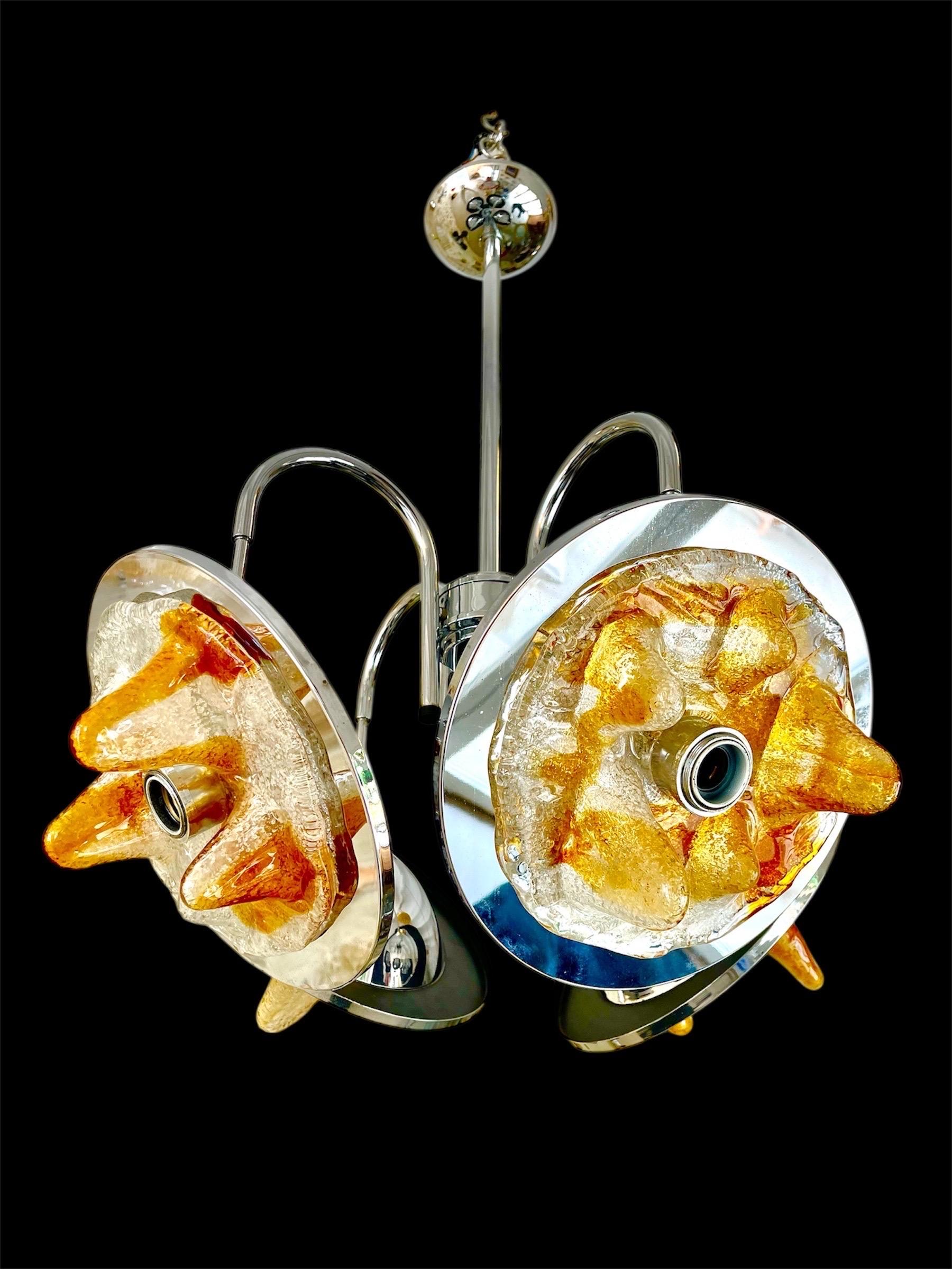 Toni Zuccheri by Venini Kronleuchter Glas Murano ! Italien 1970er Jahre (Handgefertigt) im Angebot