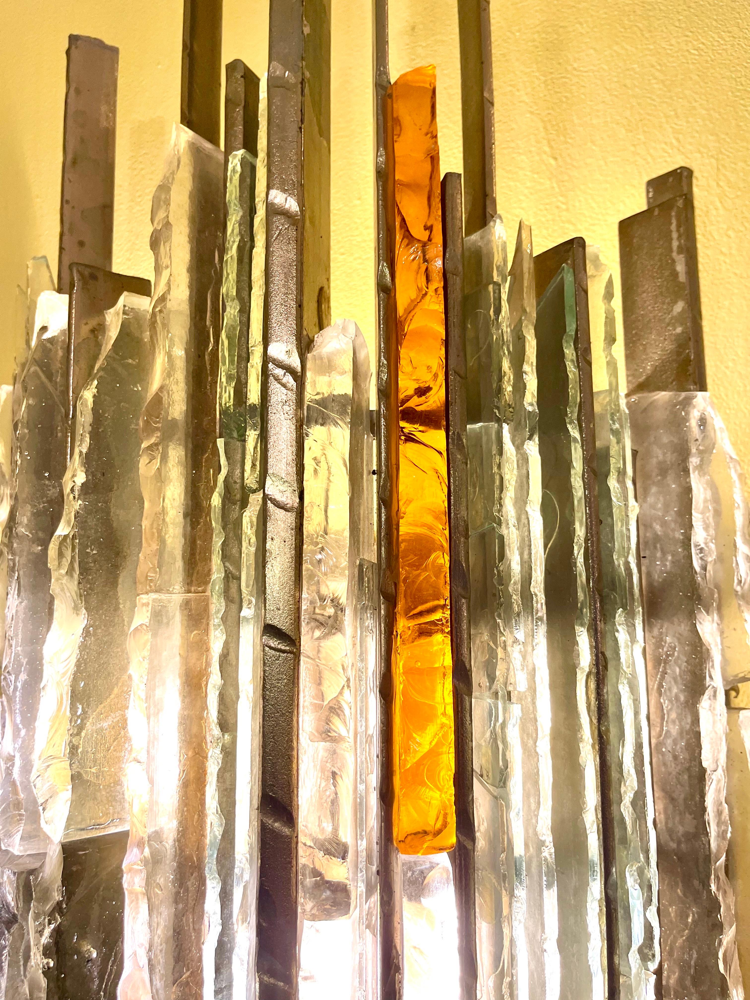 Biancardi & Jordan Wandbeleuchtung Murano Glas von Poliarte Italien 1970 (Italienisch) im Angebot