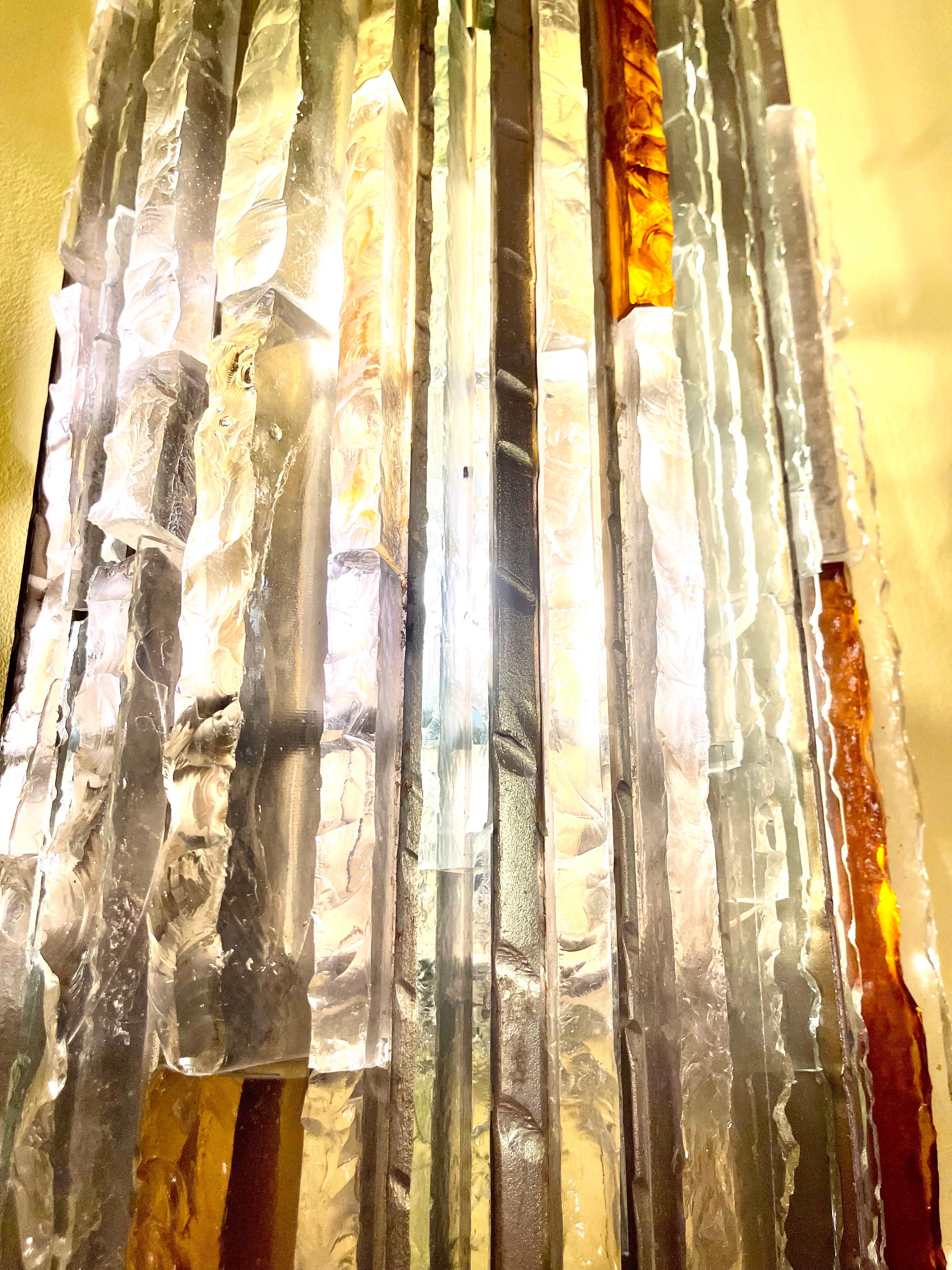 Biancardi & Jordan Wandbeleuchtung Murano Glas von Poliarte Italien 1970 (Ende des 20. Jahrhunderts) im Angebot