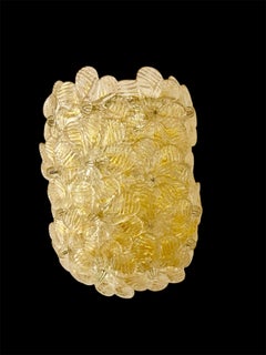 Barovier&Toso Paire d'appliques en verre doré Murano millefiora , Italie 1980