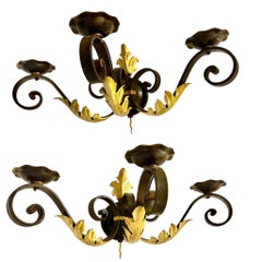 Schmiedeeisen-Wandleuchter Art Déco Französisch Art Deco 1925, Schloss Provenienz