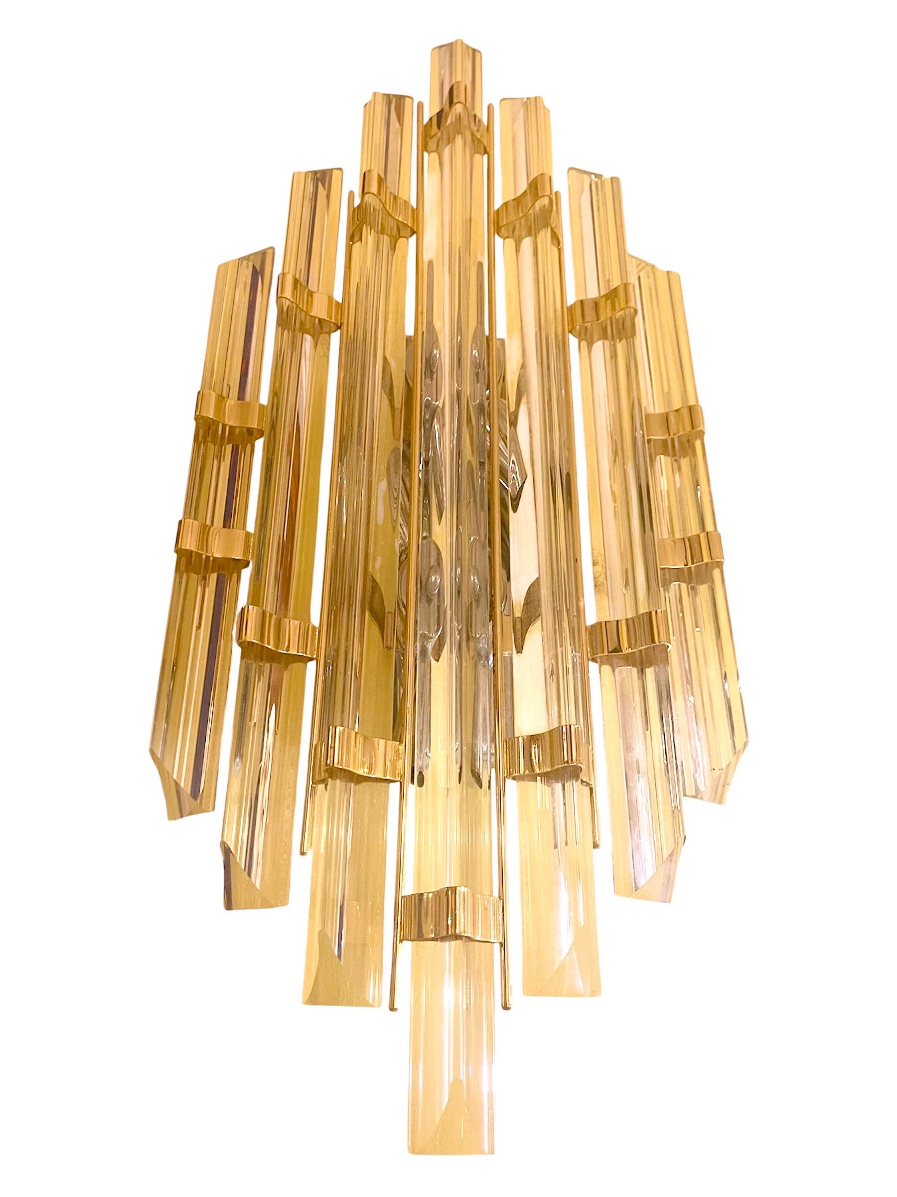 Venini Wall Lighting Glass cyrstal Murano 7 leaves XL , Italy 1980