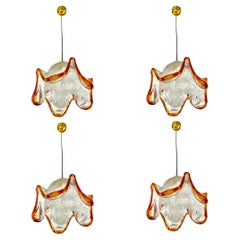 Mazzega Pendant with Glass Murano Bicolore 4 units , Italy, 1970