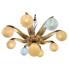 Empotrable art déco francés de bronce y cristal opalino 9 , Francia 1935