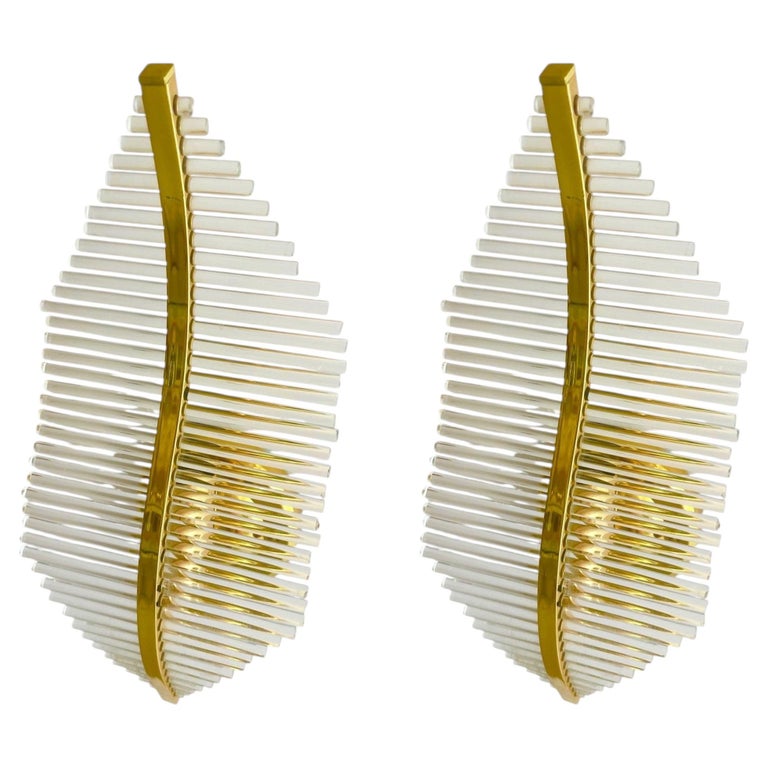 Sciolari glass wall lighting murano pair, italy 1970s