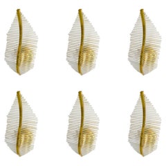 Sciolari glass wall lighting murano 6 units , italy 1970s