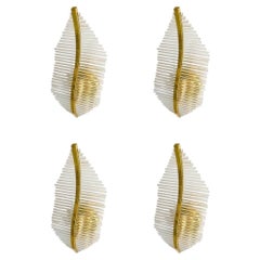 Sciolari glass wall lighting murano 4 units , italy 1970s