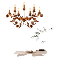 Monumental Italian Gilt Tole Wall Sconce, Seven-Light, Louis XVI Style , 1950