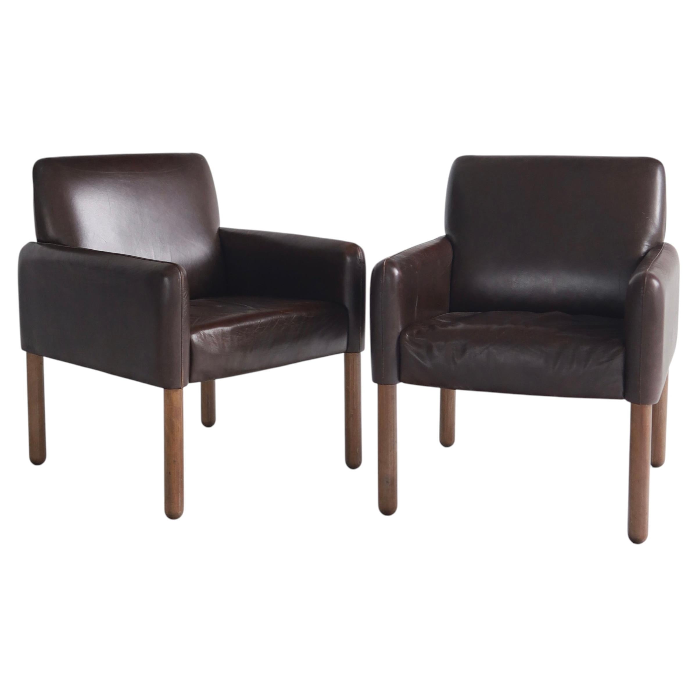 Pre-owned Cassina Rare Vico Magistretti �model 896� Chairs, A Pair In Brown