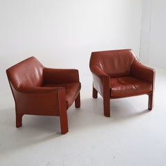 Mario Bellini 415 Cab Lounge Chairs, a pair