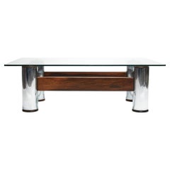 Vintage Midcentury ModeCoffee Table in Hardwood & Chrome by Sergio Rodrigues 1965 Brazil