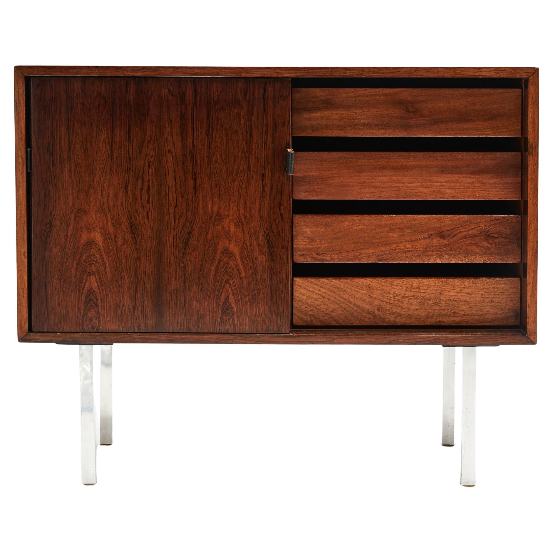 Midcentury Chest in Hardwood & Chrome by Forma Moveis, 1965 Brazil, Sealed For Sale