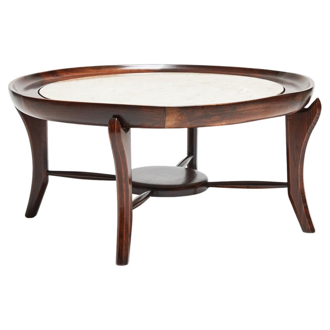 MidCentury Modern Copper and Hardwood Coffee Table For Sale at 1stDibs