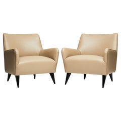 Mid-Century Modern Armchairs in Leather & Wood by Joaquim Tenreiro, 1955, Brazil